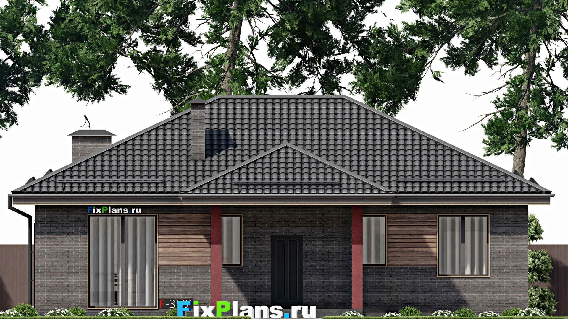 F-3581 - Проект одноэтажного дома 11 на 14, площадью 120 м² с 3 спальнями