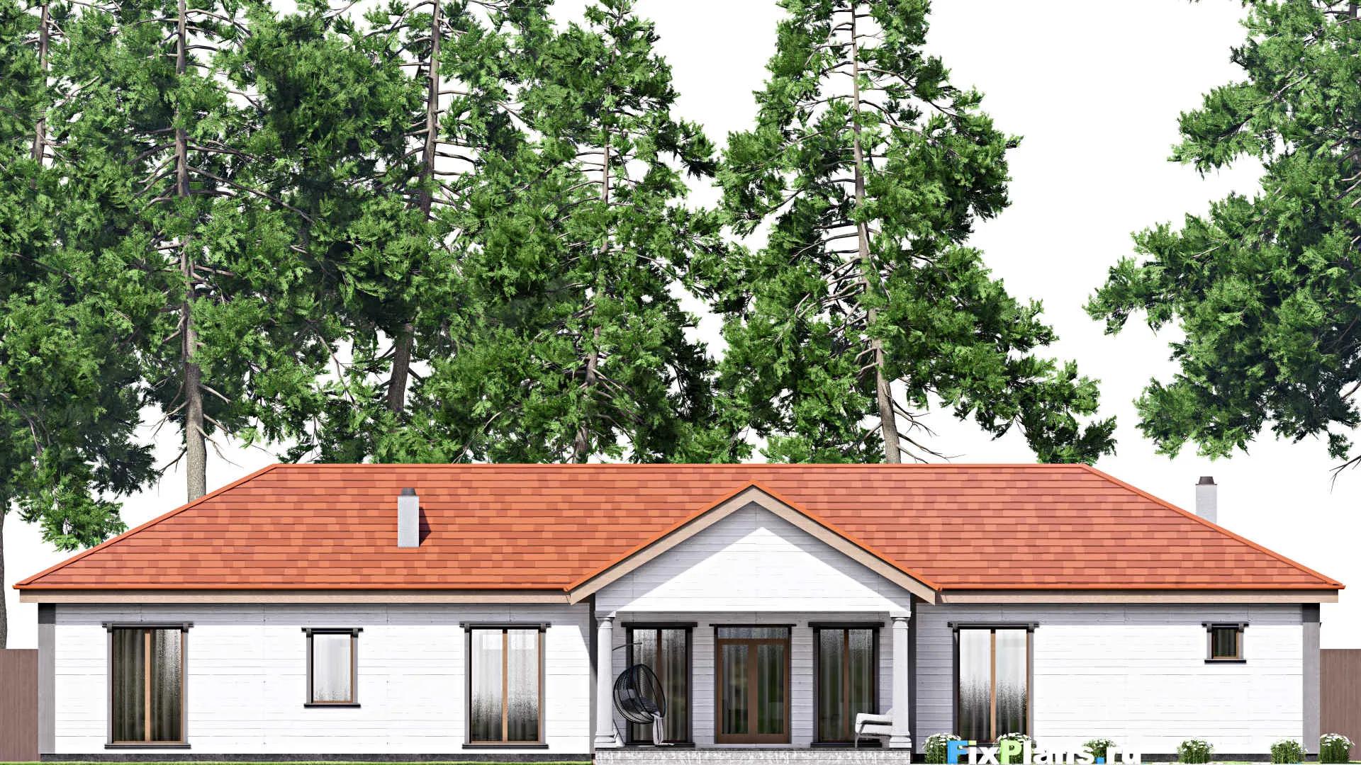 F-16379 - План одноэтажного дома 19 на 26, площадью 280 м² с 3 спальнями