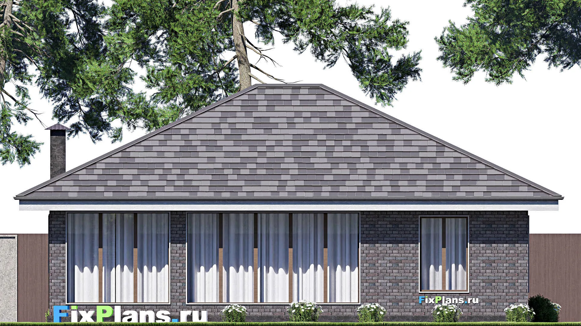 F-18512 - Проект одноэтажного дома 12 на 13, площадью 110 м² с 3 спальнями