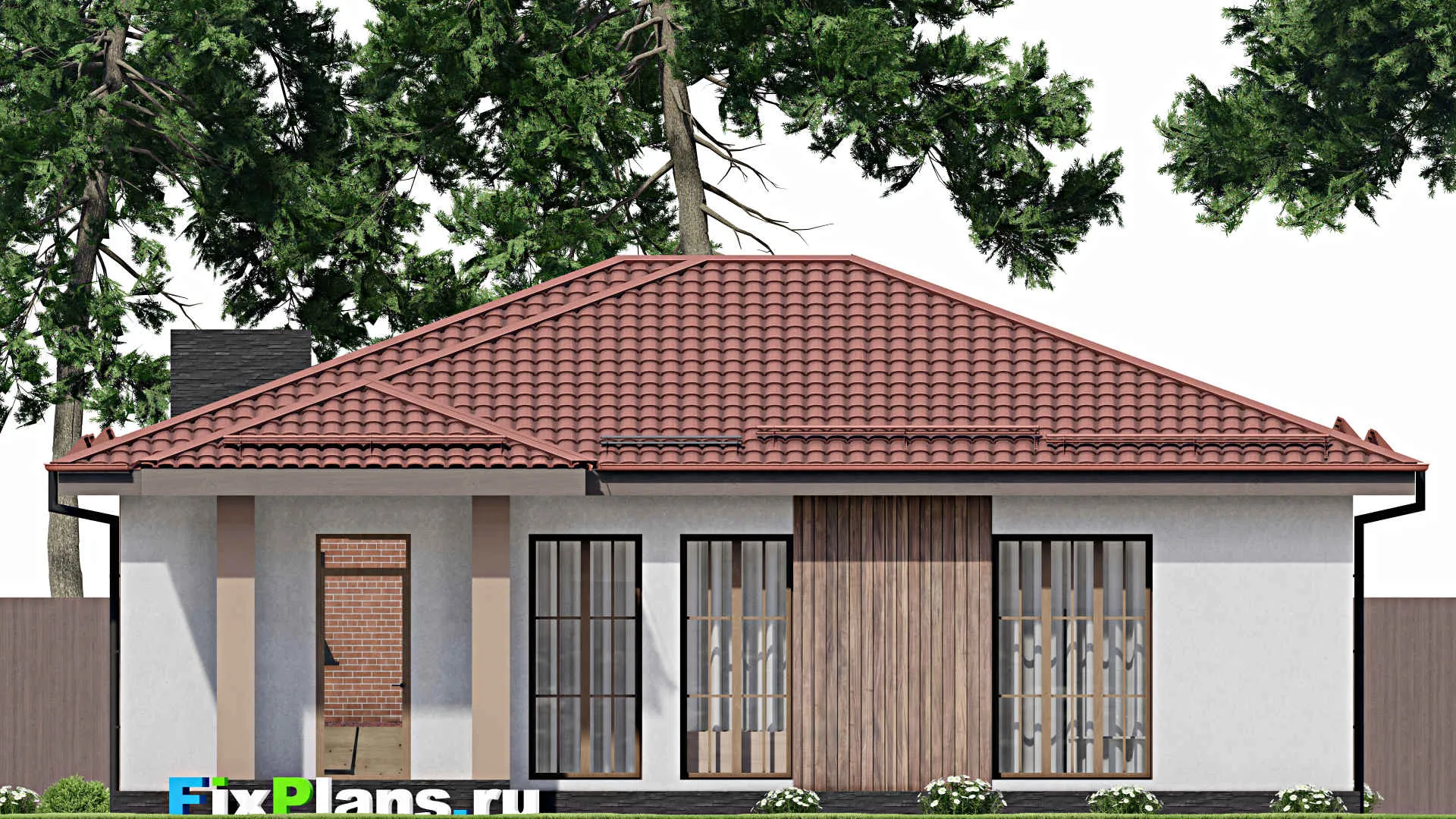 F-3923 - Проект одноэтажного дома 11 на 14, площадью 120 м² с 3 спальнями