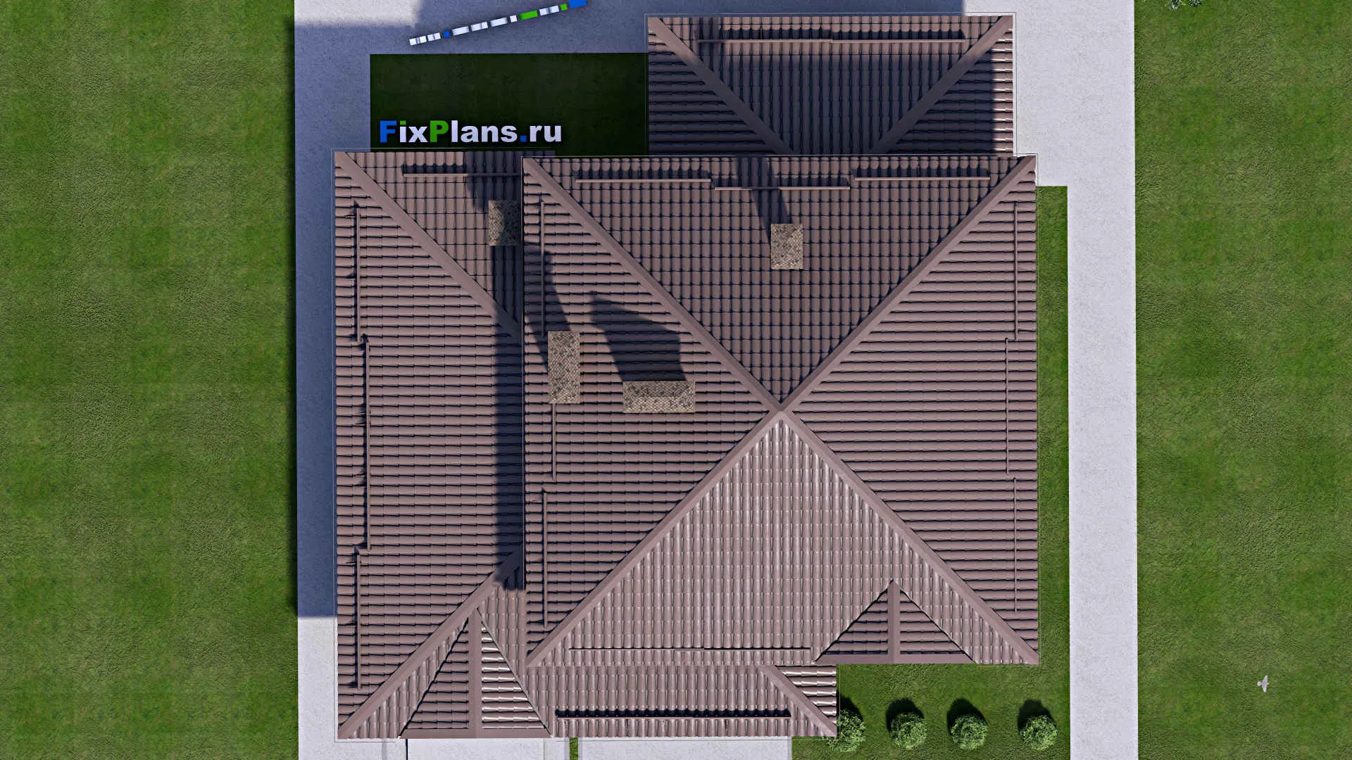 F-13436 - Планы двухэтажного дома 14 на 15, площадью 210 м² с террасой, баней, гаражом на 1 машину и 3 спальнями