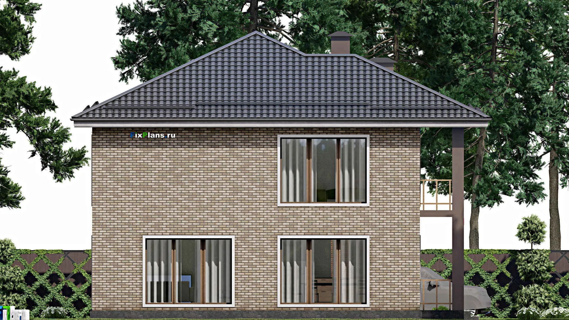 F-10583 - Проект двухэтажного дома 12 на 13, площадью 210 м² с балконом и 4 спальнями