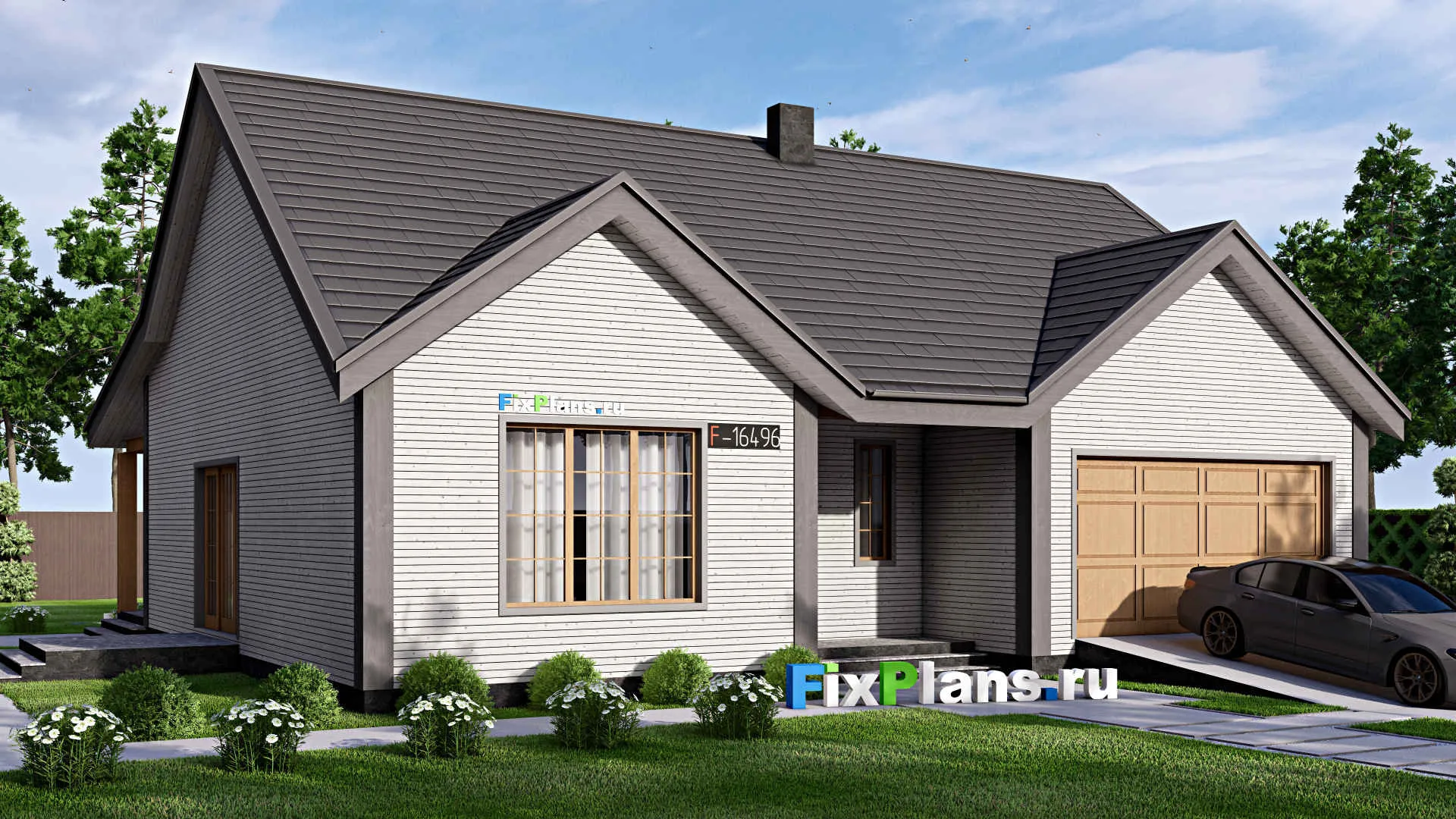 F-16496 - Проект одноэтажного дома 18 на 19, площадью 240 м² с 3 спальнями