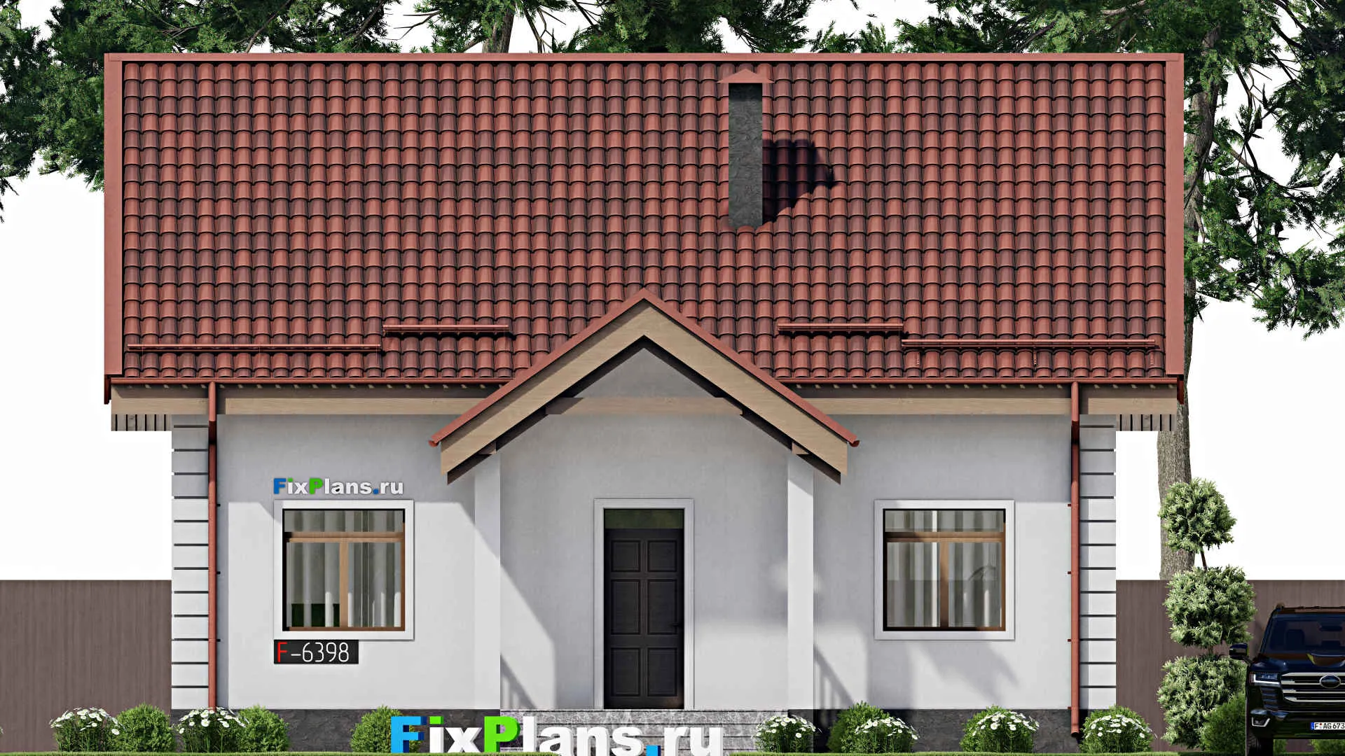 F-6398 - Проект дома с мансардой 12 на 13, площадью 160 м² с террасой и 3 спальнями