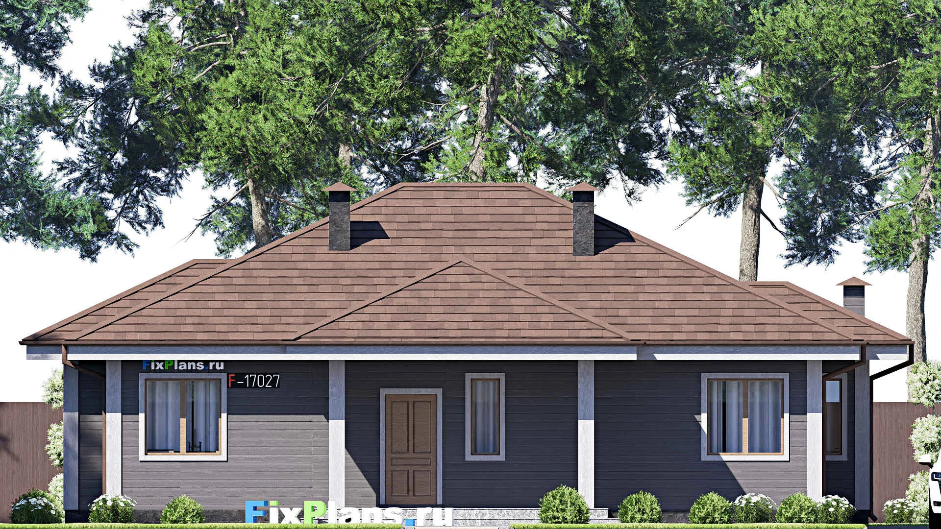 F-17027 - План одноэтажного дома 13 на 16, площадью 130 м² с 3 спальнями