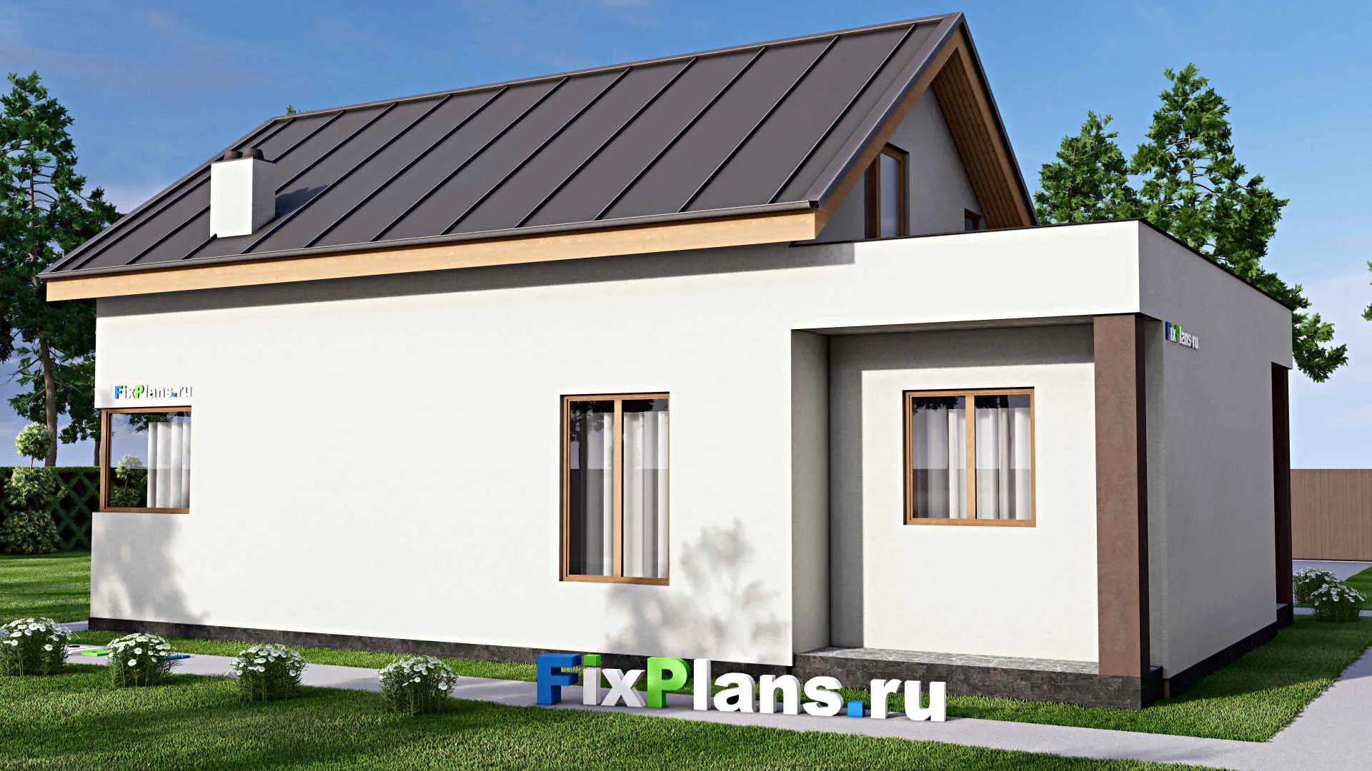 F-16298 - Проект дома с мансардой 10 на 17, площадью 190 м² с 3 спальнями