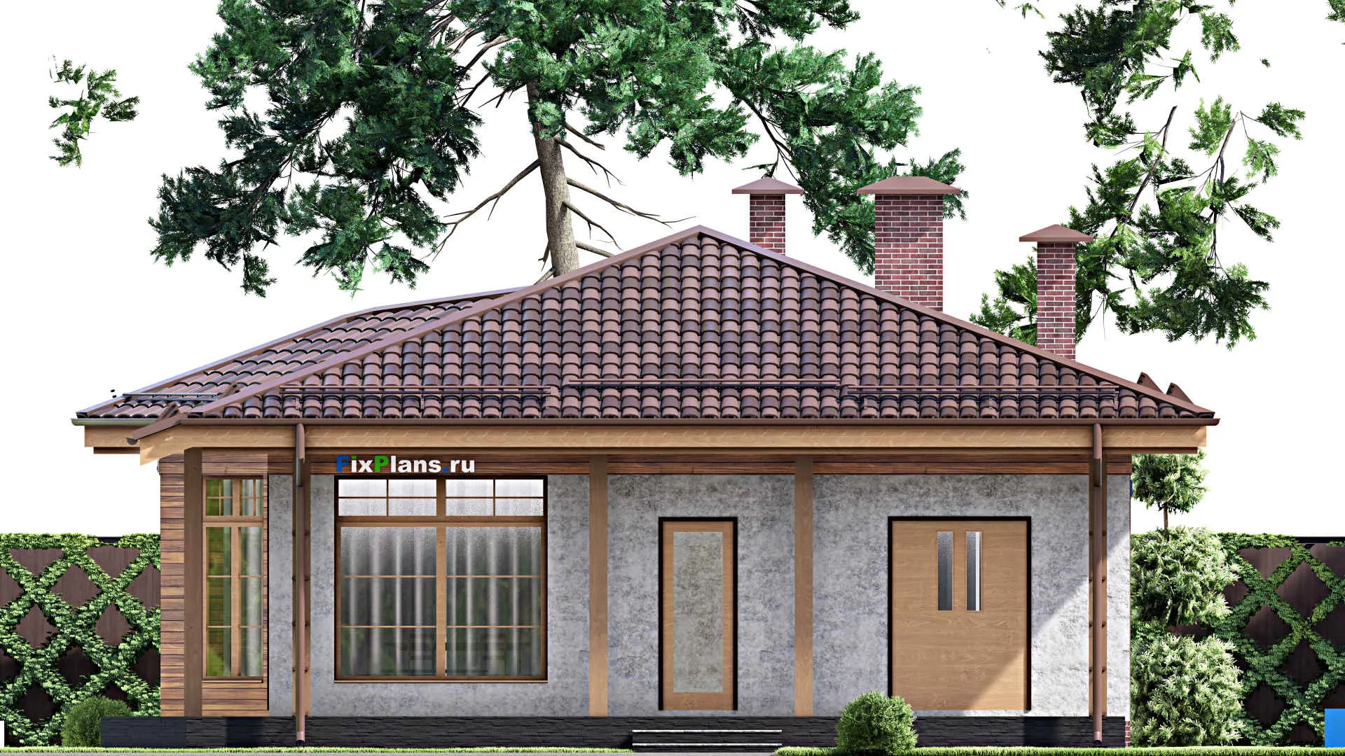 F-15515 - Проект бани 10 на 14, площадью 140 м² с комнатой отдыха, терассой, бассейном и санузлом