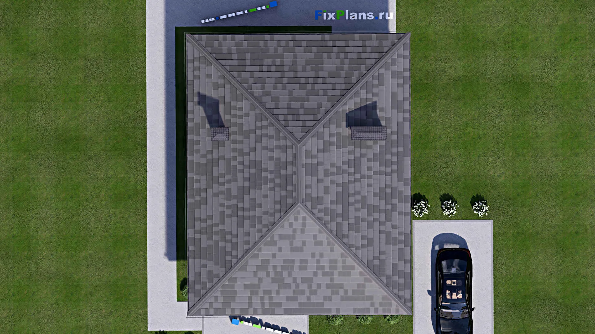 F-13688 - План одноэтажного дома 11 на 14, площадью 100 м² с 2 спальнями