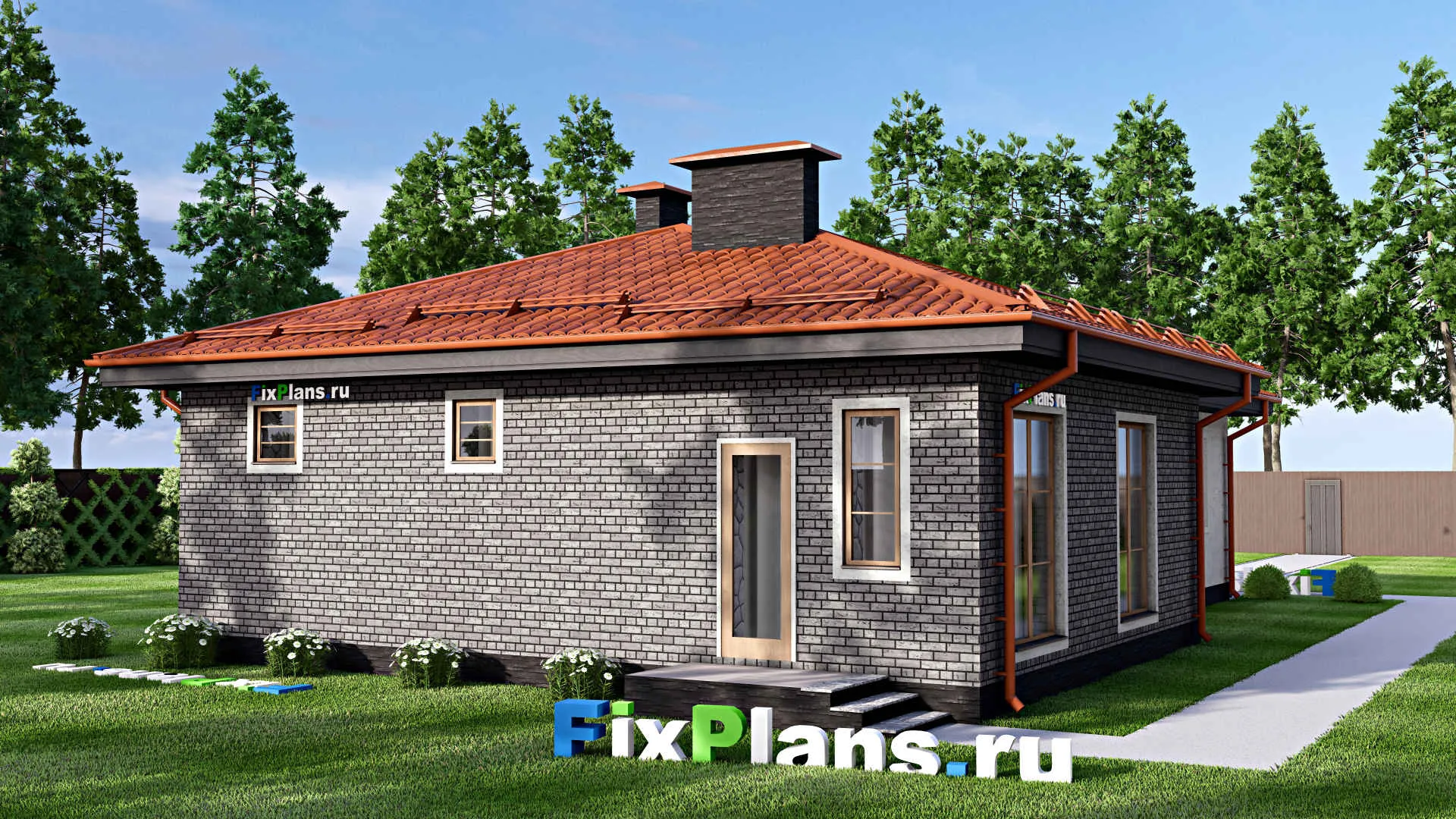 F-15416 - Проект бани 10 на 15, площадью 120 м² с комнатой отдыха, терассой, санузлом и спальней