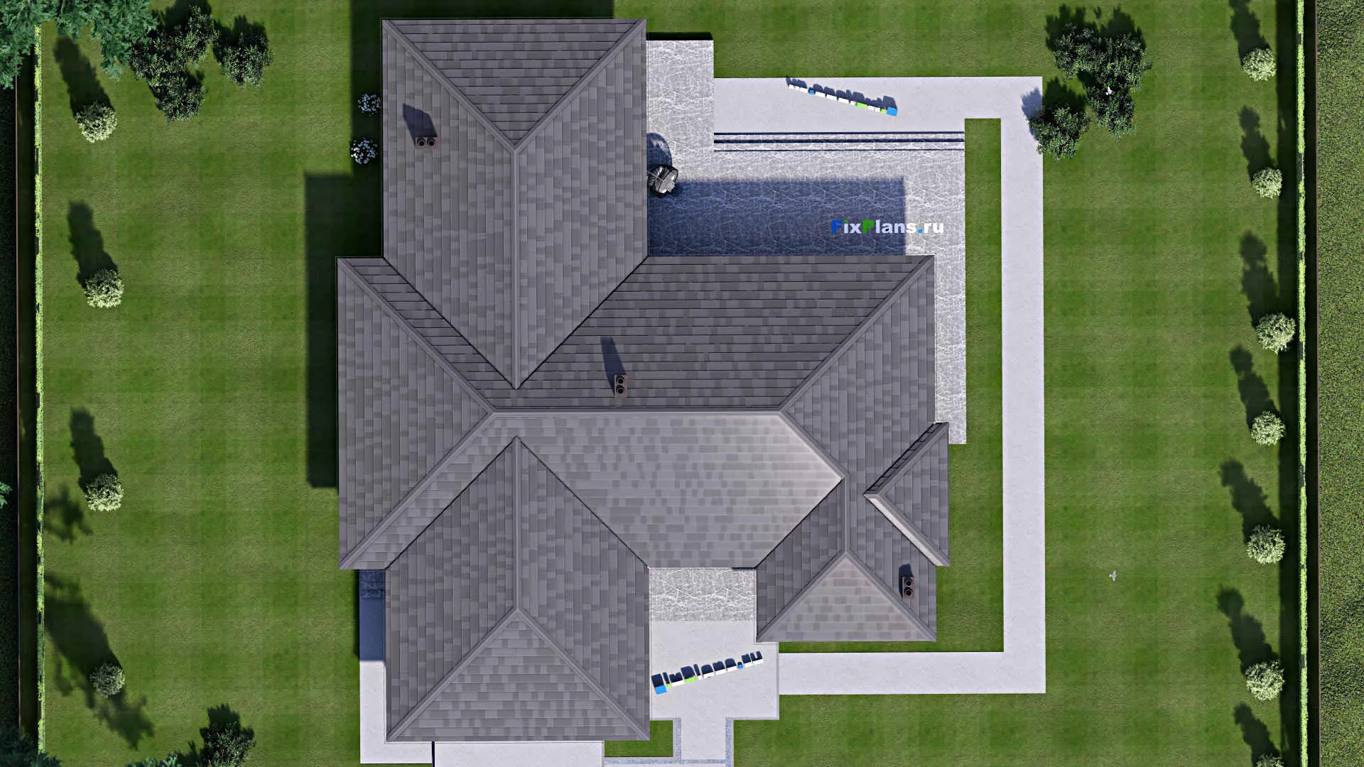 F-15713 - Проект одноэтажного дома 22 на 25, площадью 360 м² с 3 спальнями