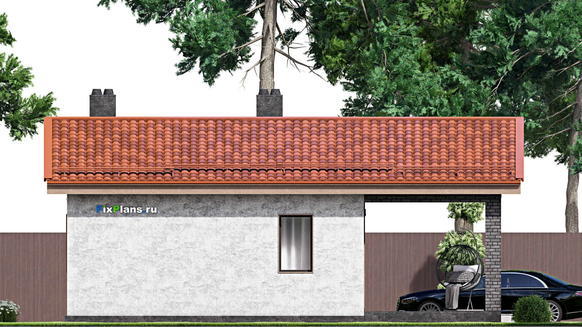 F-15155 - Проект бани 11 на 12, площадью 100 м² с комнатой отдыха, терассой и санузлом