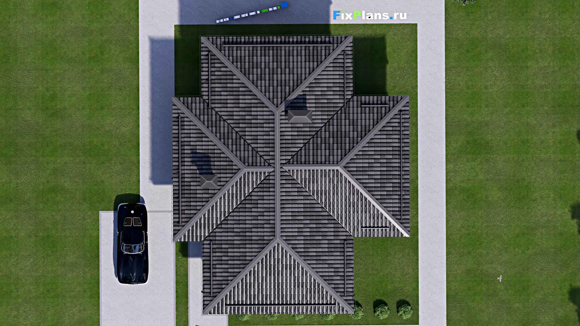 F-15560 - Проект бани 12 на 14, площадью 90 м² с комнатой отдыха, терассой и санузлом