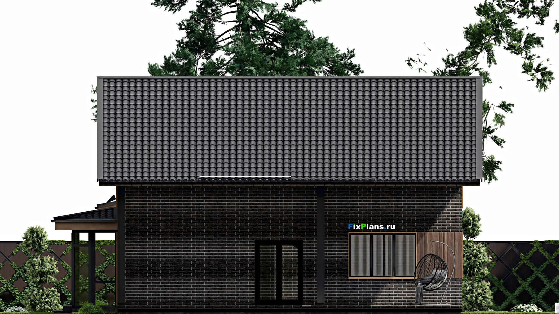 F-4625 - Проект дома с мансардой 13 на 18, площадью 230 м² с террасой, балконом, баней, гаражом на 1 машину и 3 спальнями