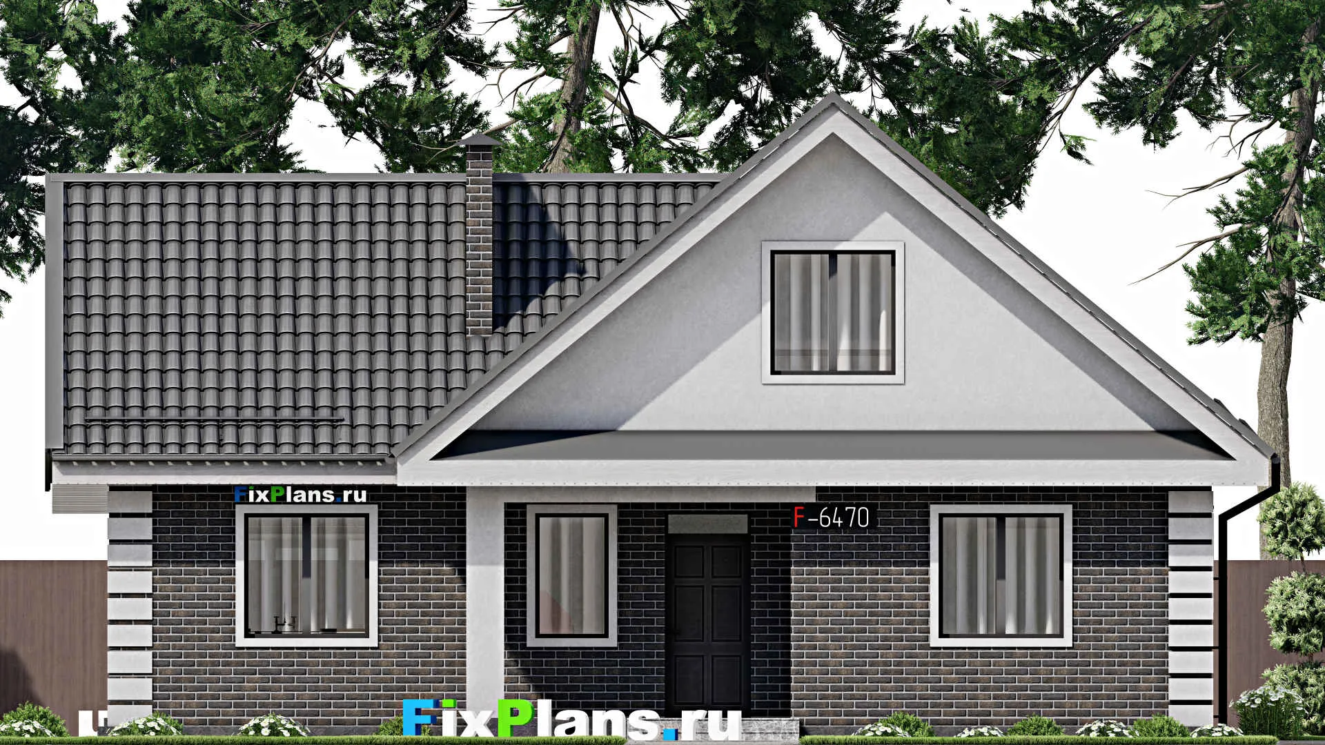 F-6470 - План одноэтажного дома 11 на 13, площадью 110 м² с террасой и 3 спальнями