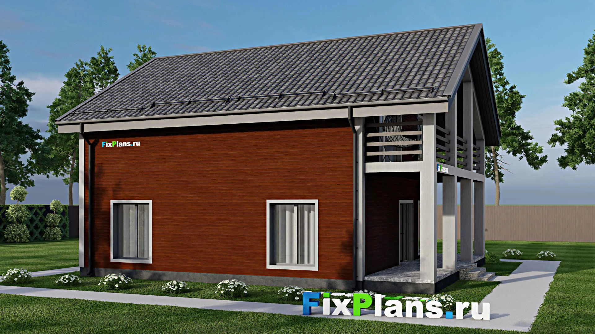 F-6920 - Проект дома с мансардой 10 на 12, площадью 200 м² с террасой, балконом и 4 спальнями