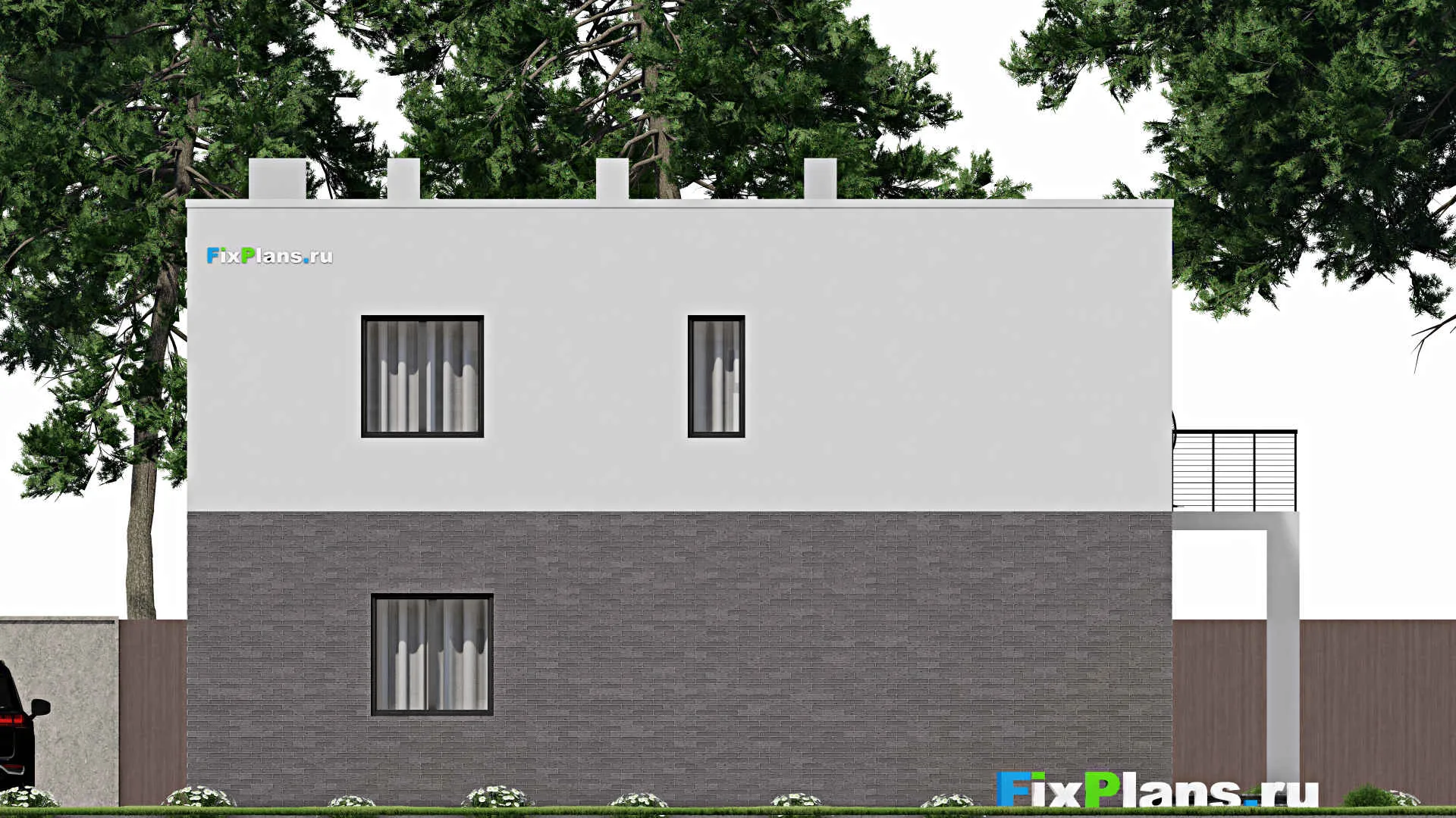 F-11123 - Проект двухэтажного дома 13 на 14, площадью 240 м² с террасой, балконом и 4 спальнями