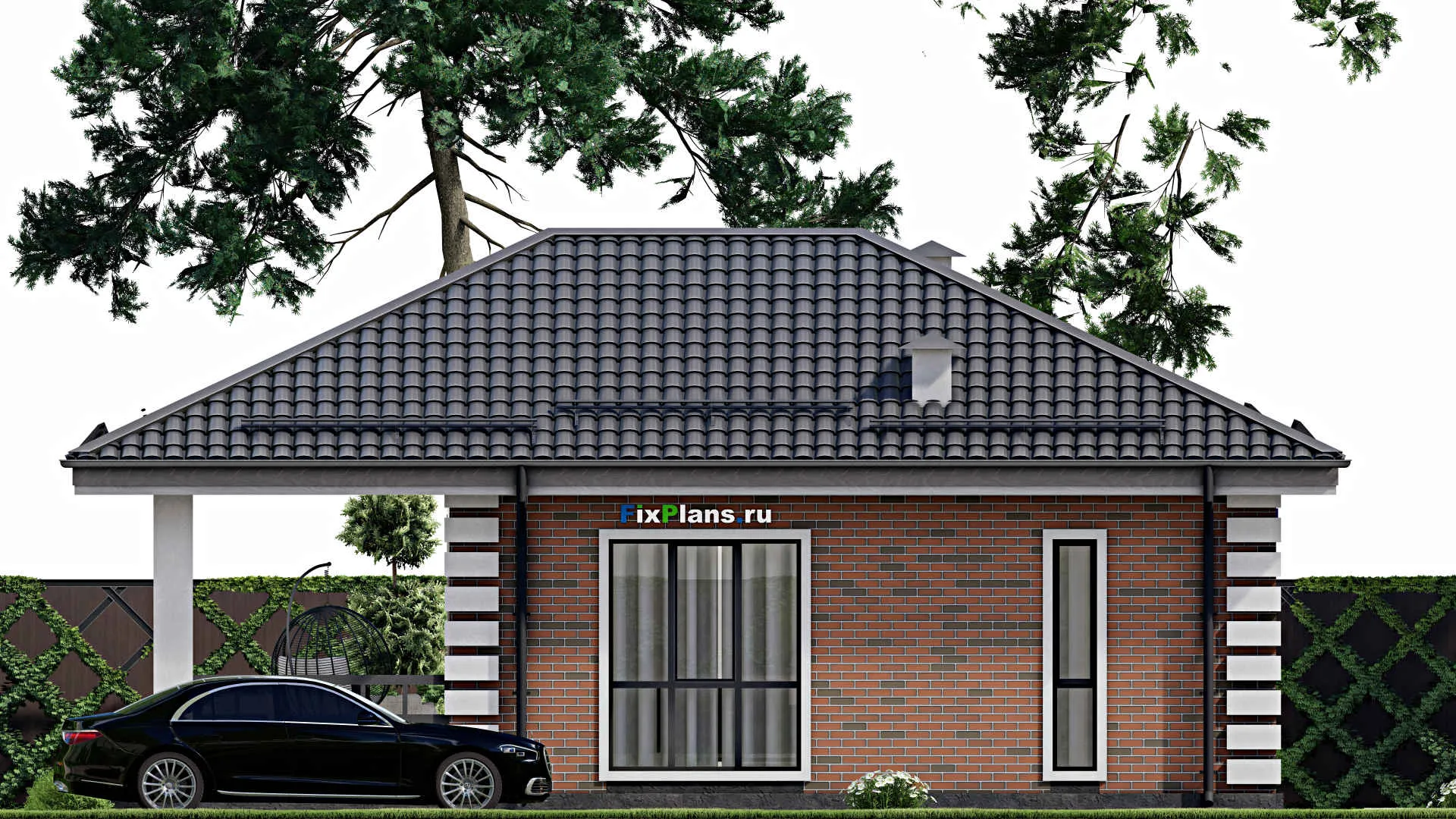 F-5579 - Проект бани 9 на 9, площадью 80 м² с комнатой отдыха, терассой и 2 санузлами