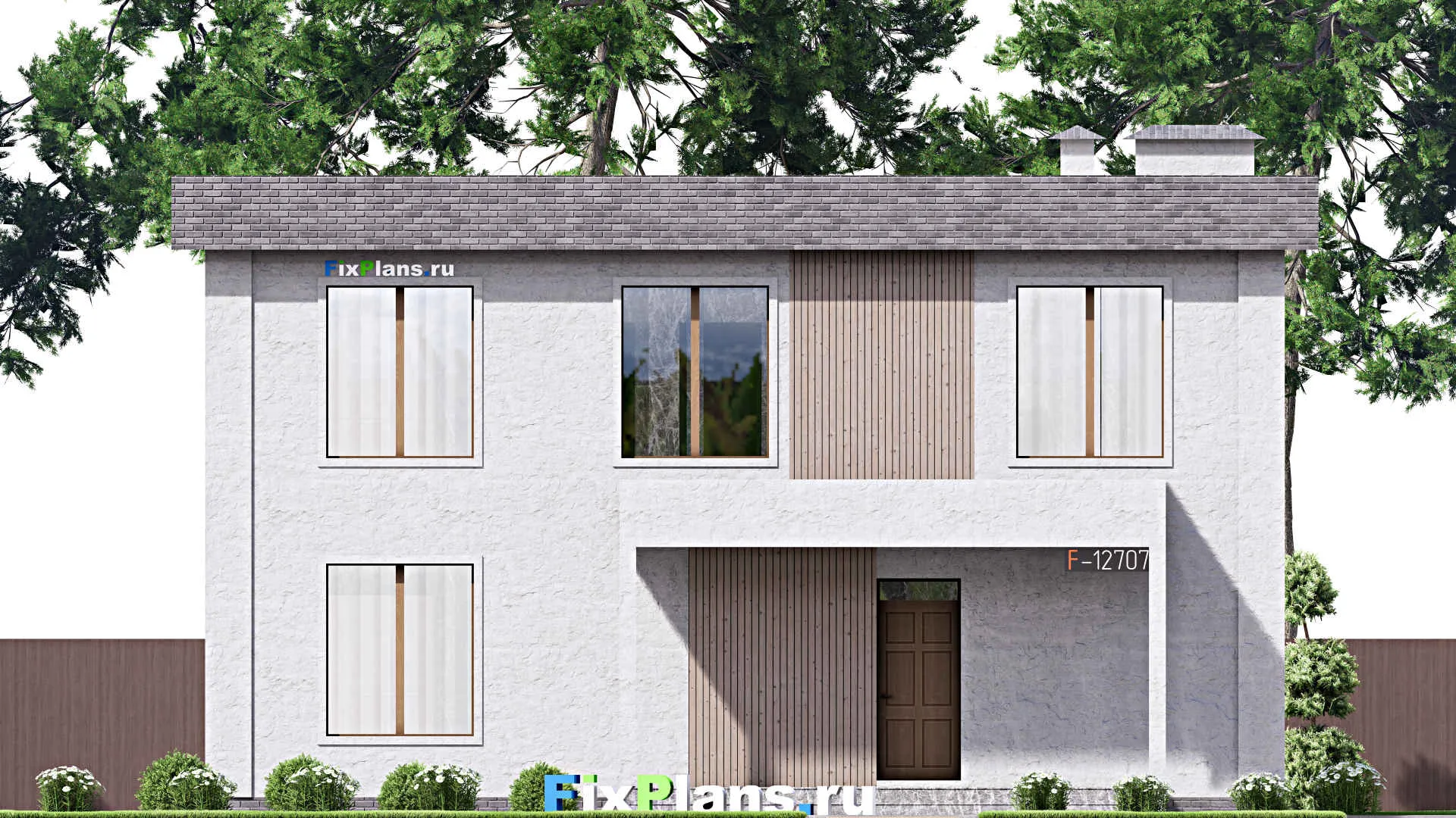 F-12707 - Проект двухэтажного дома 13 на 17, площадью 310 м² с террасой, балконом и 3 спальнями