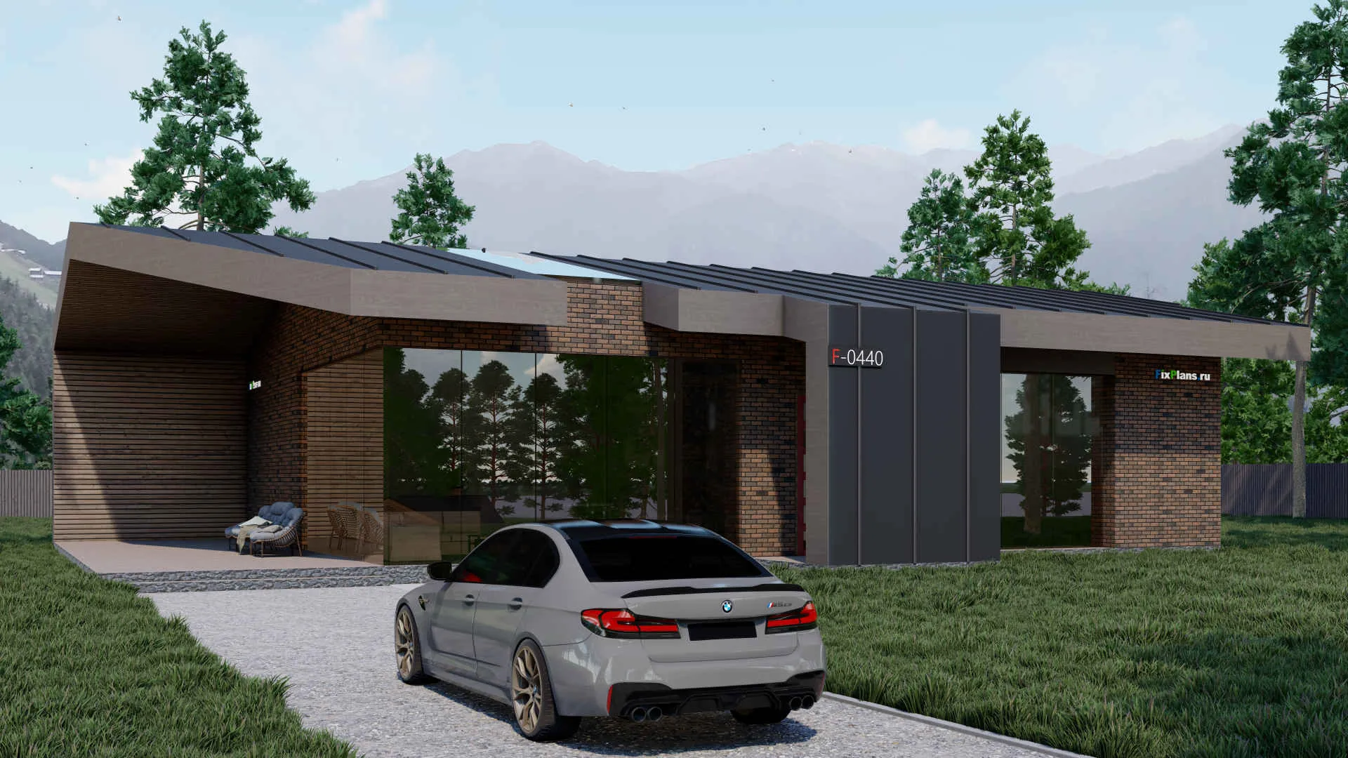 F-0440 - Проект одноэтажного дома 16 на 25, площадью 220 м² с 3 спальнями