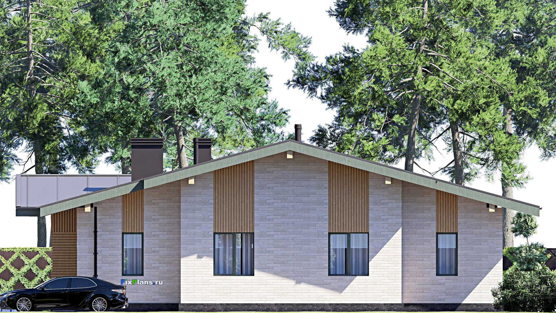 F-18017 - Проект одноэтажного дома 17 на 17, площадью 170 м² с 3 спальнями