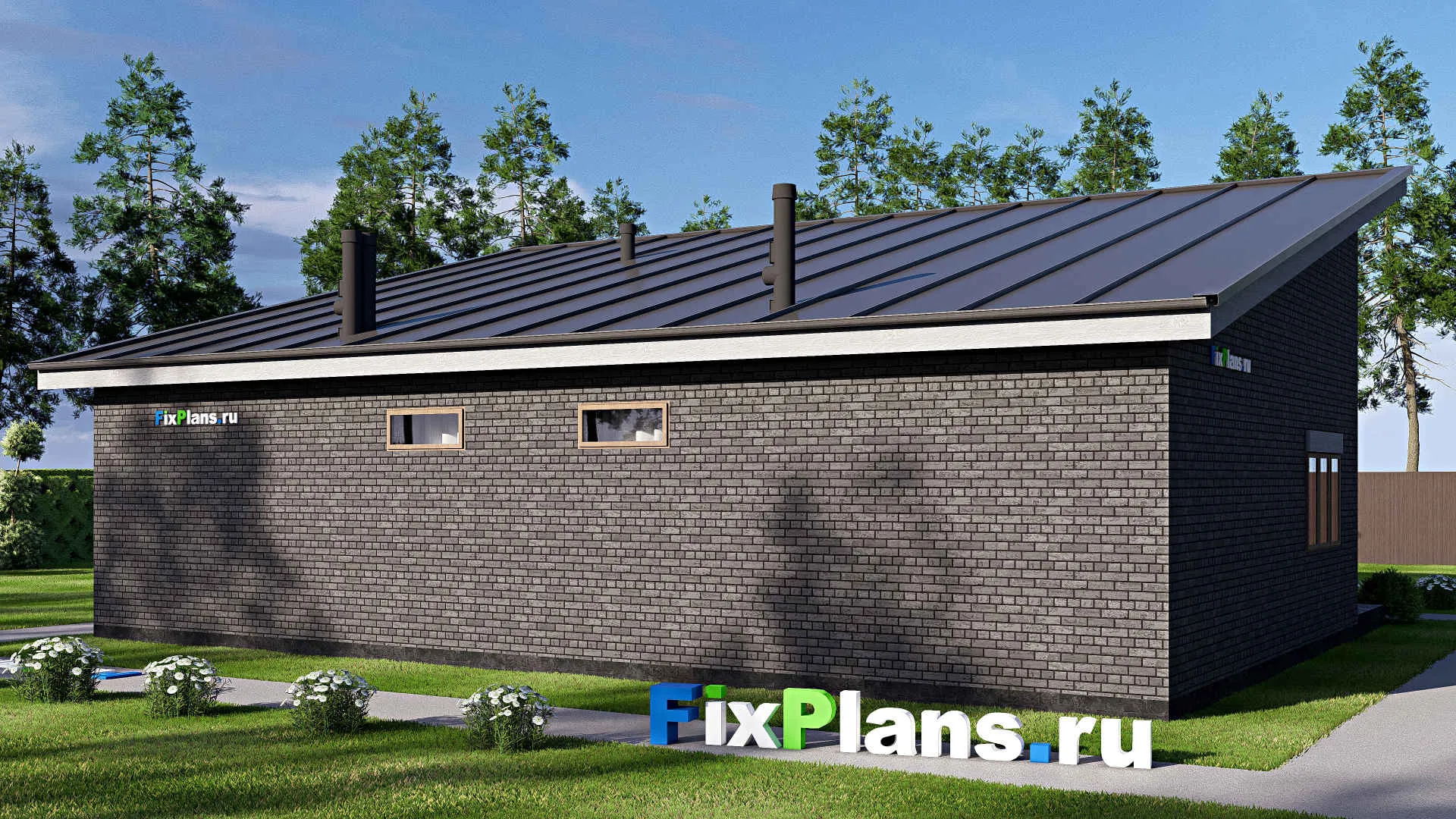 F-20456 - Проект одноэтажного дома 11 на 15, площадью 140 м² с террасой и 2 спальнями