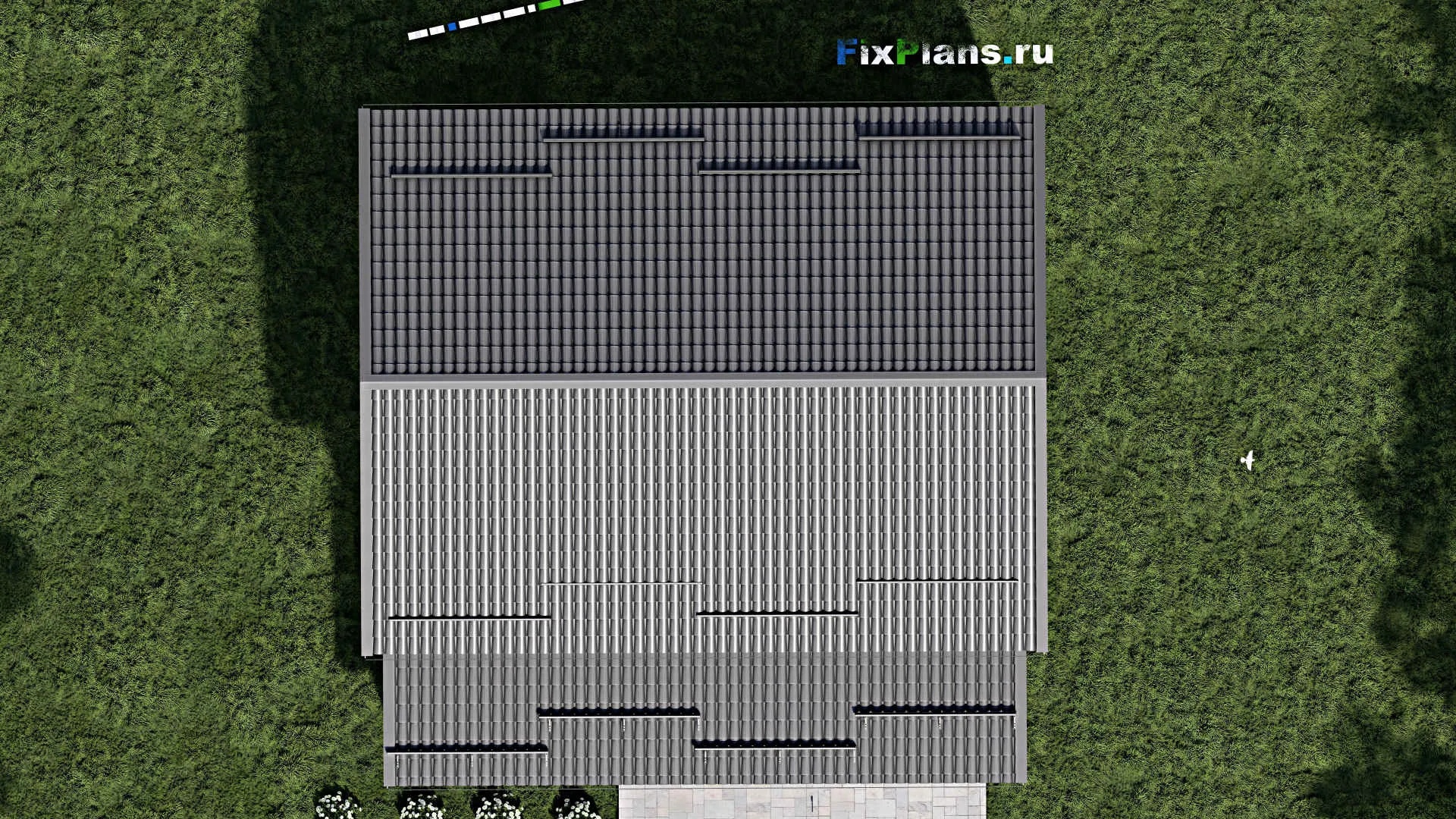 F-2087 - Проект двухэтажного дома 10 на 12, площадью 240 м² с террасой, баней, гаражом на 1 машину и 4 спальнями