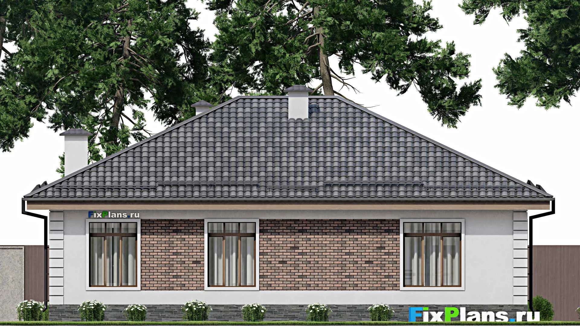 F-8819 - Проект одноэтажного дома 13 на 15, площадью 140 м² с 3 спальнями