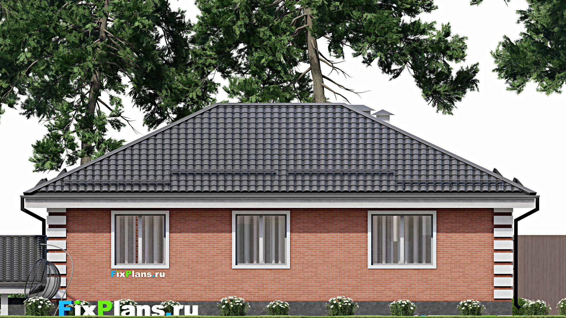 F-3770 - Проект одноэтажного дома 10 на 14, площадью 160 м² с цокольным этажом и 3 спальнями