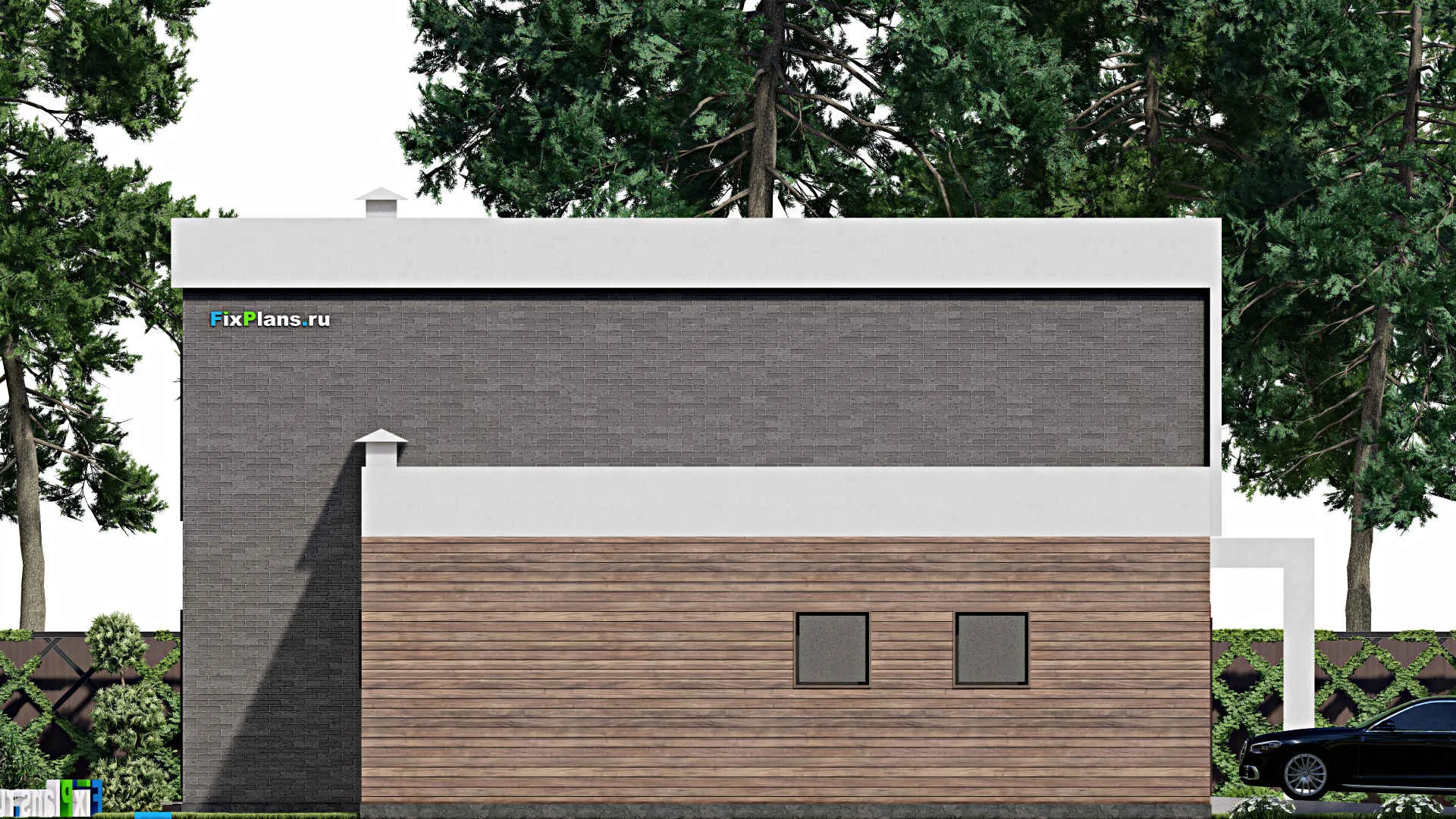 F-7145 - Проект двухэтажного дома 15 на 20, площадью 340 м² с балконом, гаражом на 2 машины и 4 спальнями