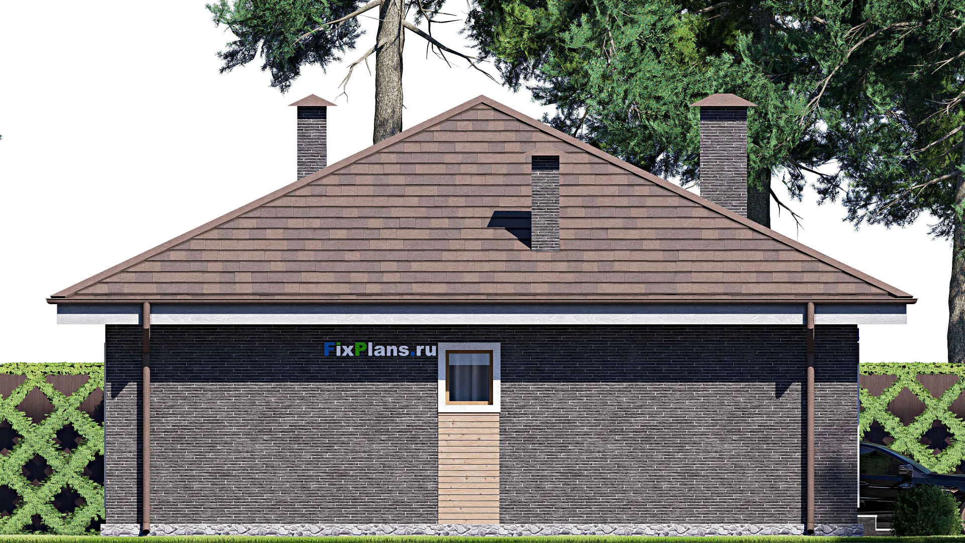 F-17621 - Проект одноэтажного дома 11 на 11, площадью 80 м² с 3 спальнями