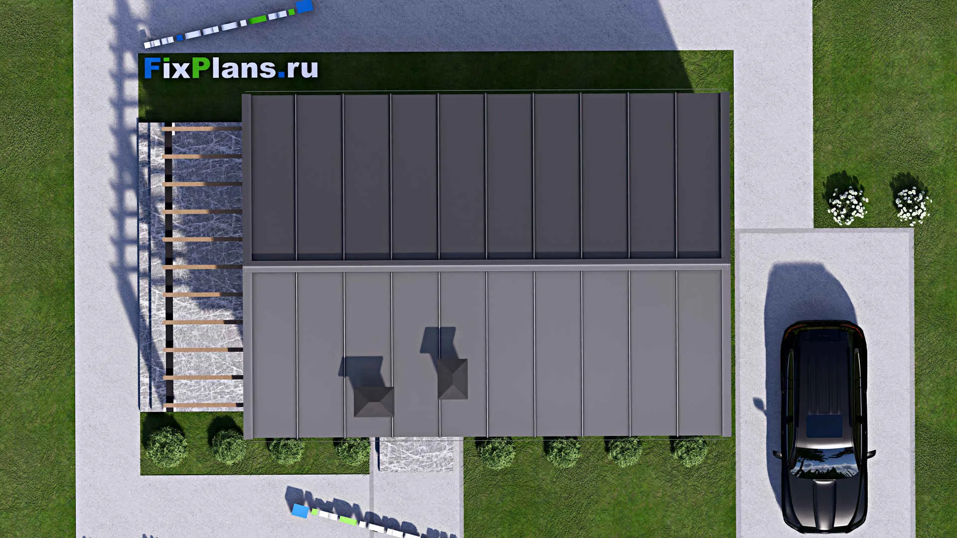 F-16010 - Проект одноэтажного дома 8 на 13, площадью 70 м² с террасой и 3 спальнями