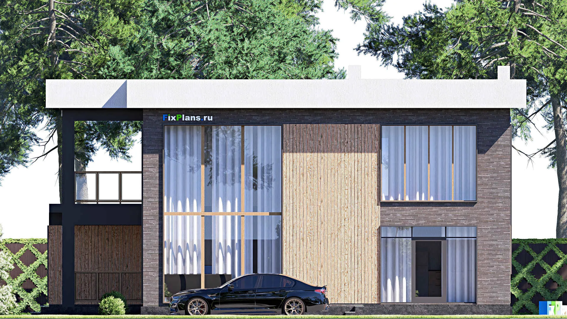 F-20276 - Планы двухэтажного дома 14 на 15, площадью 230 м² с террасой, балконом и 4 спальнями