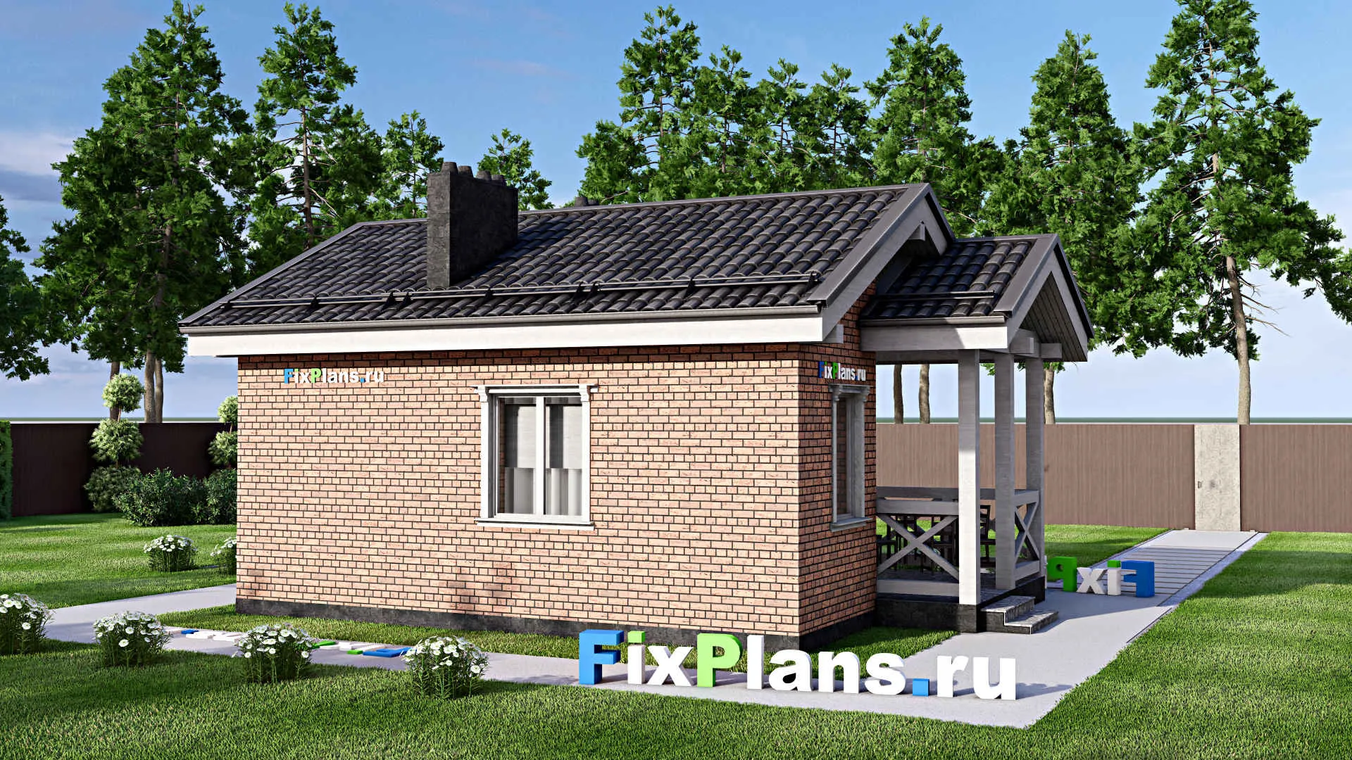 F-14939 - Проект бани 7 на 9, площадью 40 м² с терассой и санузлом