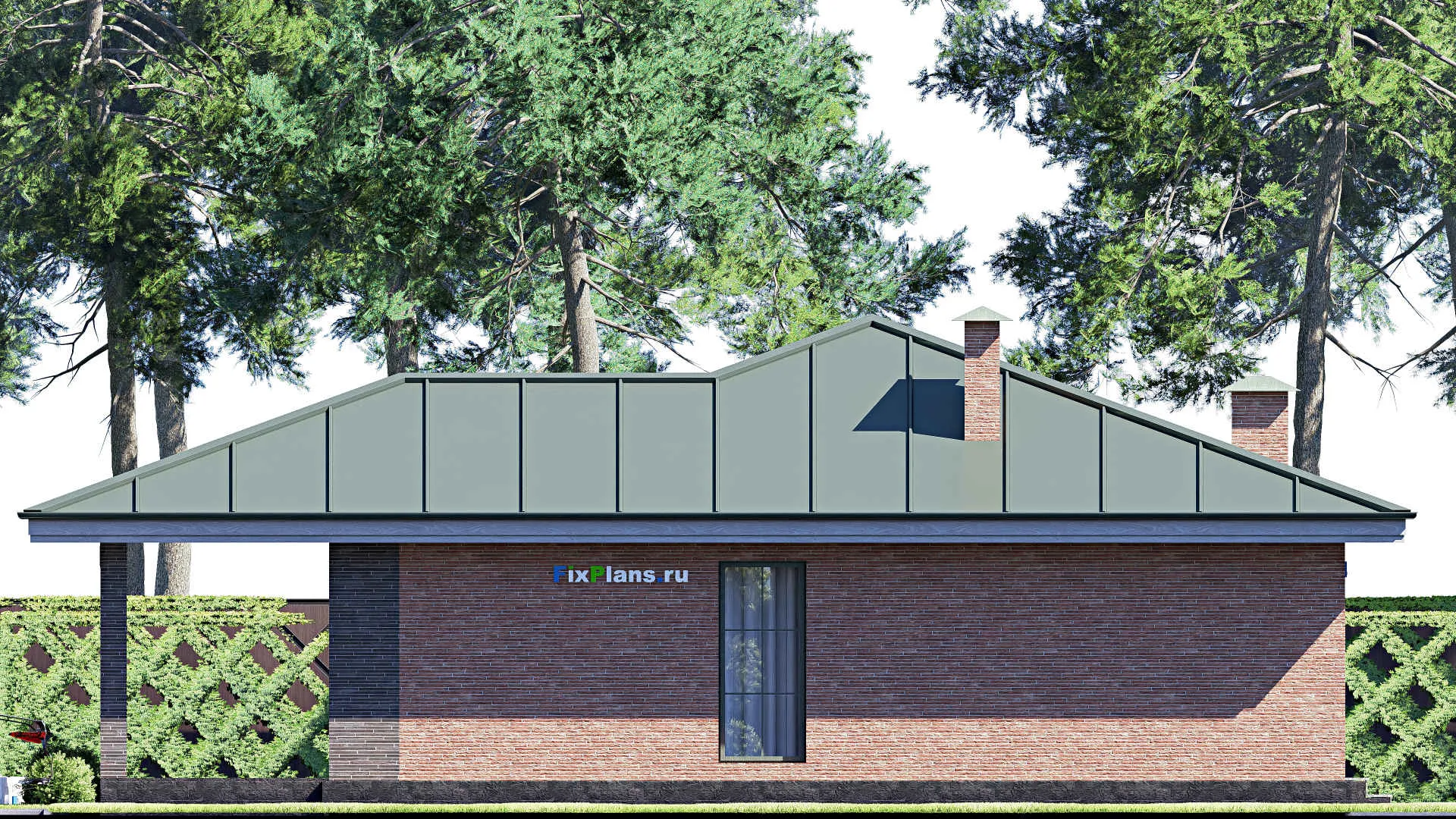 F-18260 - План одноэтажного дома 14 на 15, площадью 150 м² с террасой и 3 спальнями