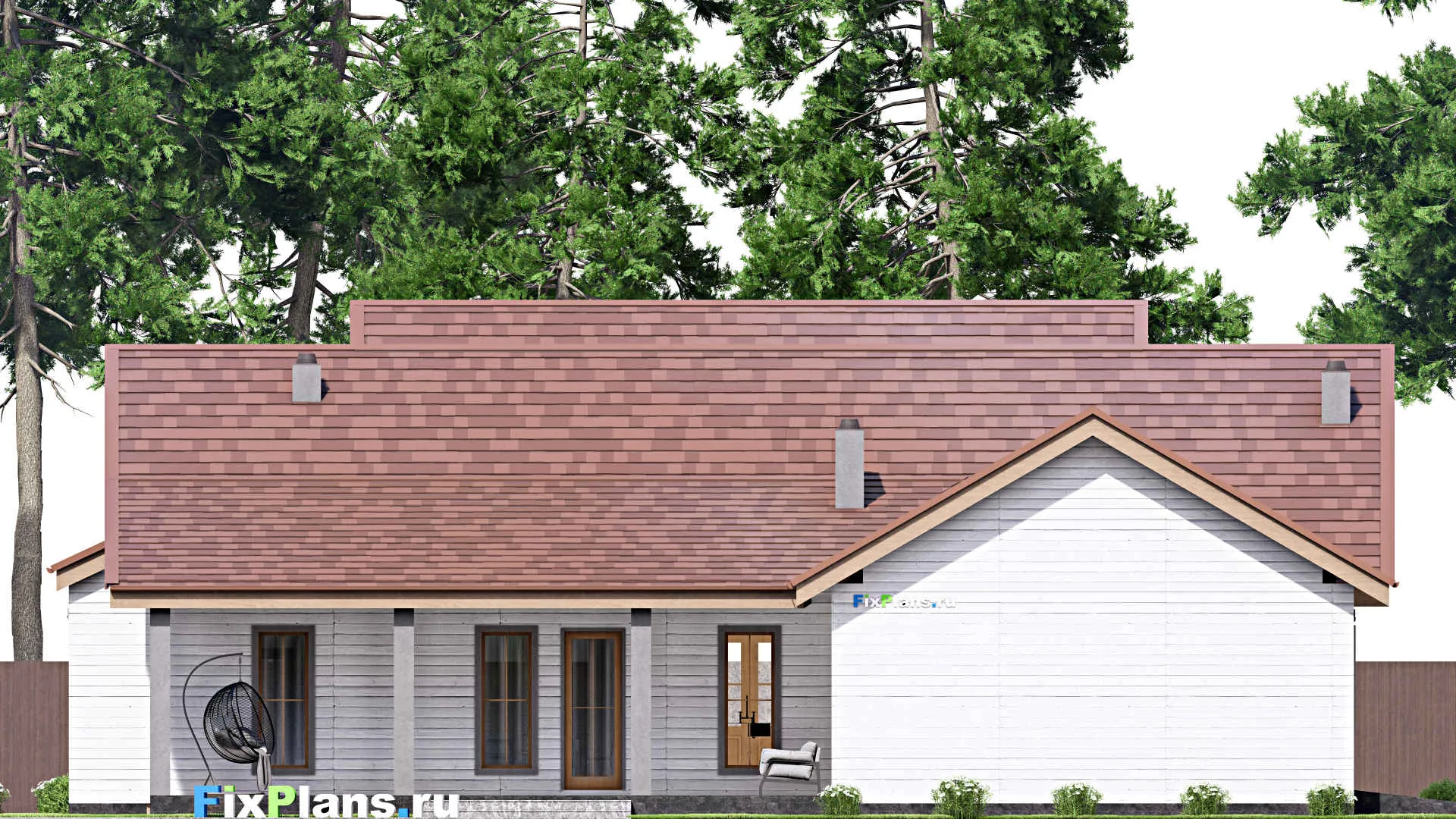 F-16487 - Проект одноэтажного дома 20 на 20, площадью 270 м² с 3 спальнями