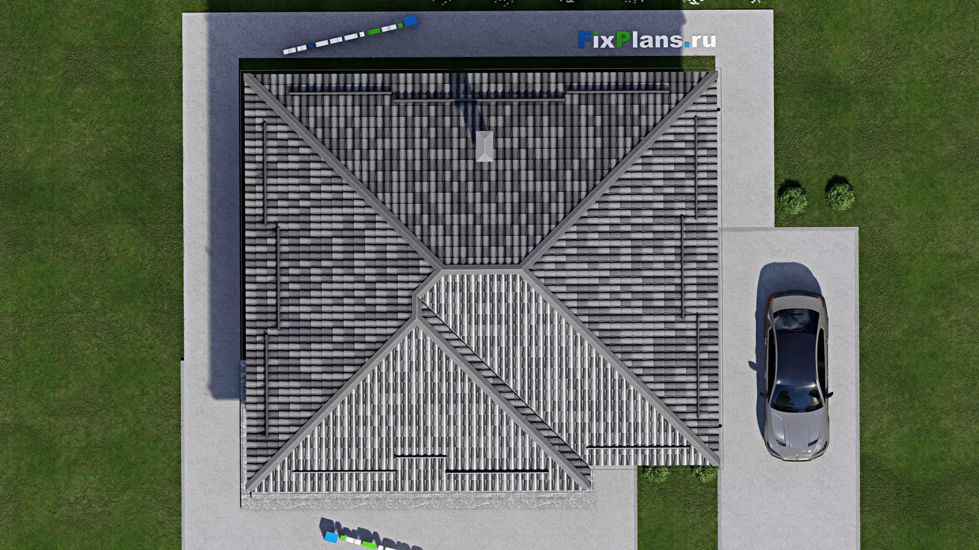 F-5687 - Проект одноэтажного дома 11 на 13, площадью 120 м² с 3 спальнями