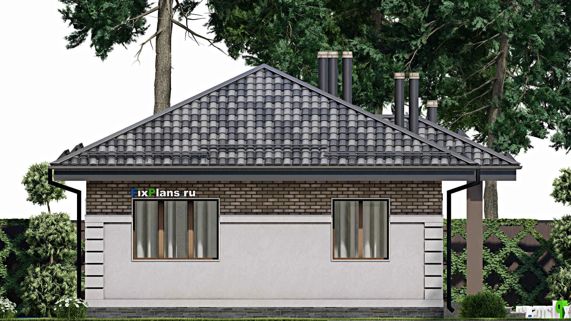 F-8810 - План одноэтажного дома 10 на 22, площадью 150 м² с террасой и 4 спальнями