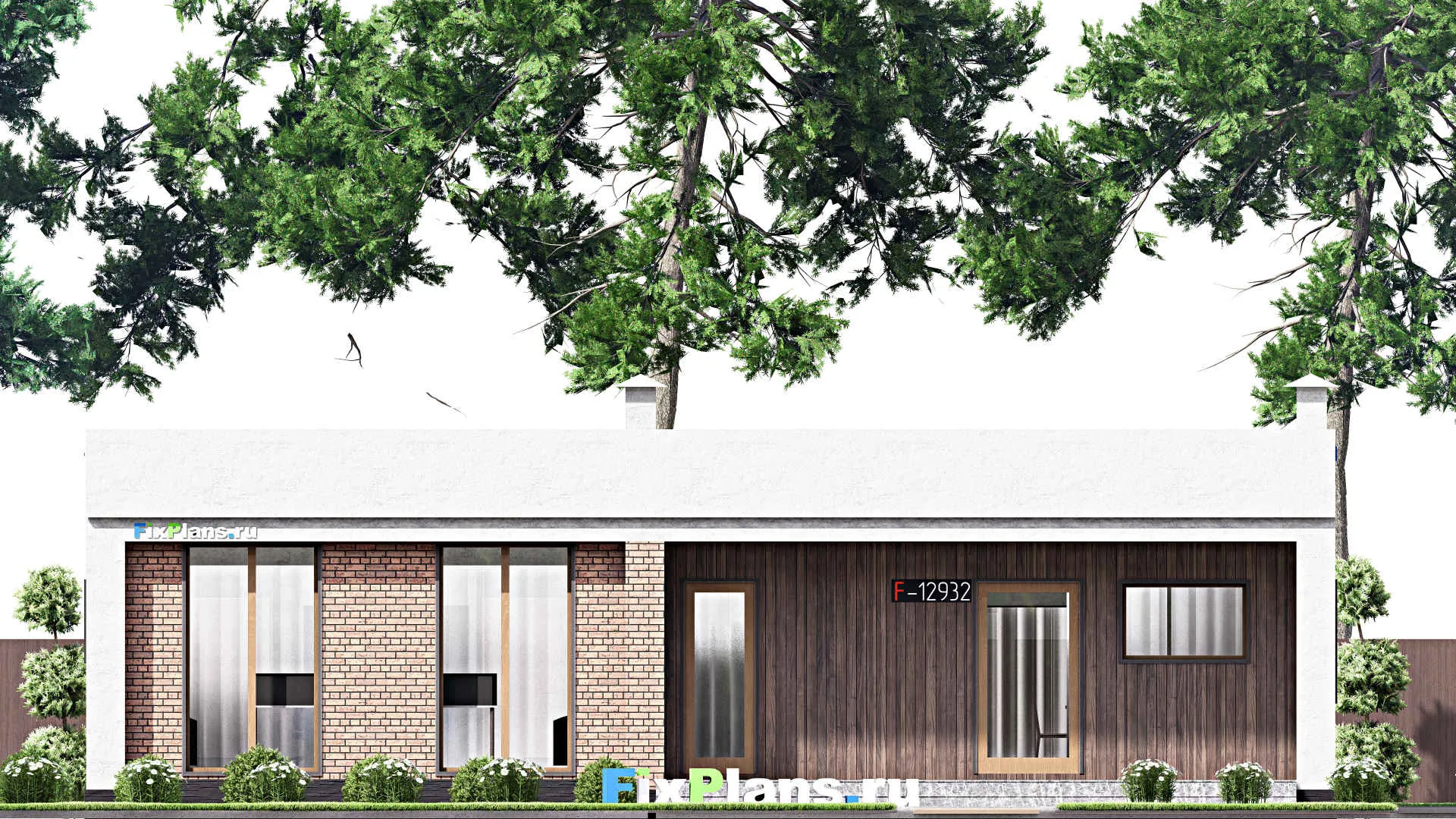 F-12932 - Проект одноэтажного дома 15 на 16, площадью 190 м² с террасой и 3 спальнями