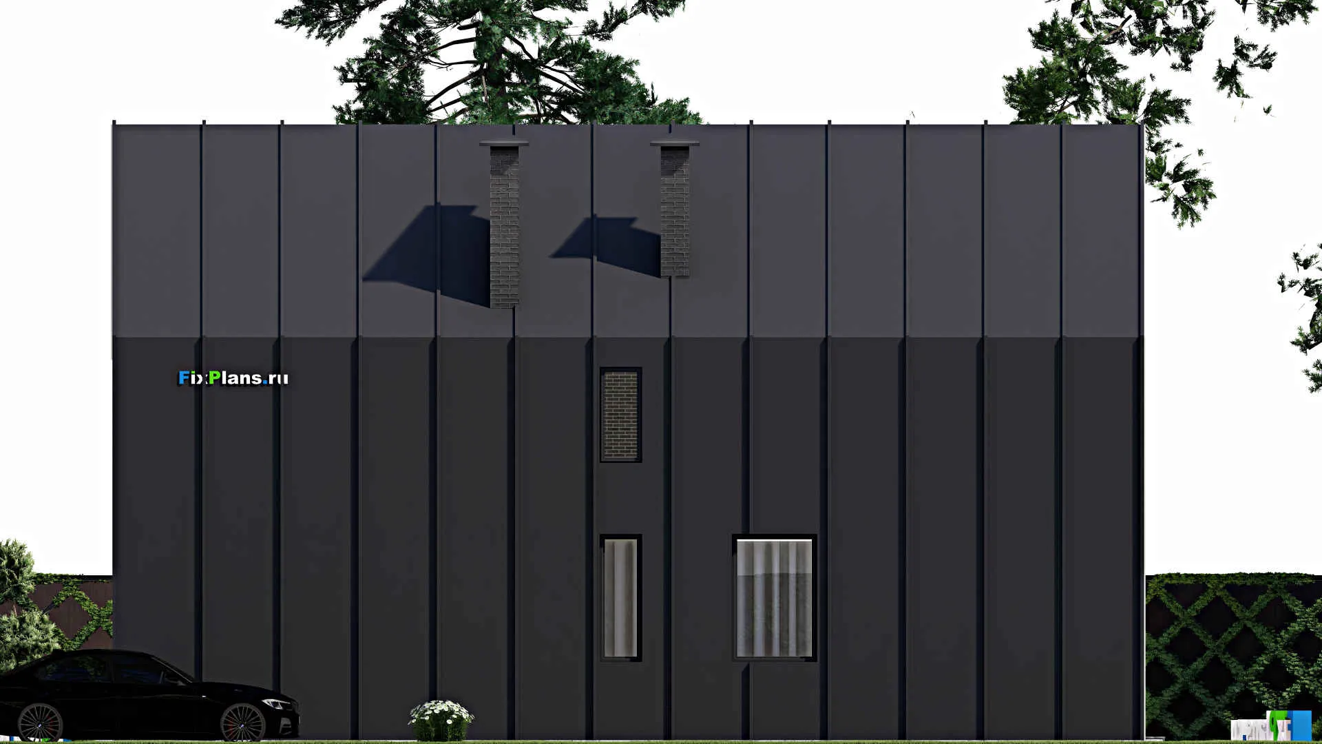 F-6677 - Планы дома с мансардой 9 на 15, площадью 160 м² с террасой, балконом, вторым светом и 1 спальнями