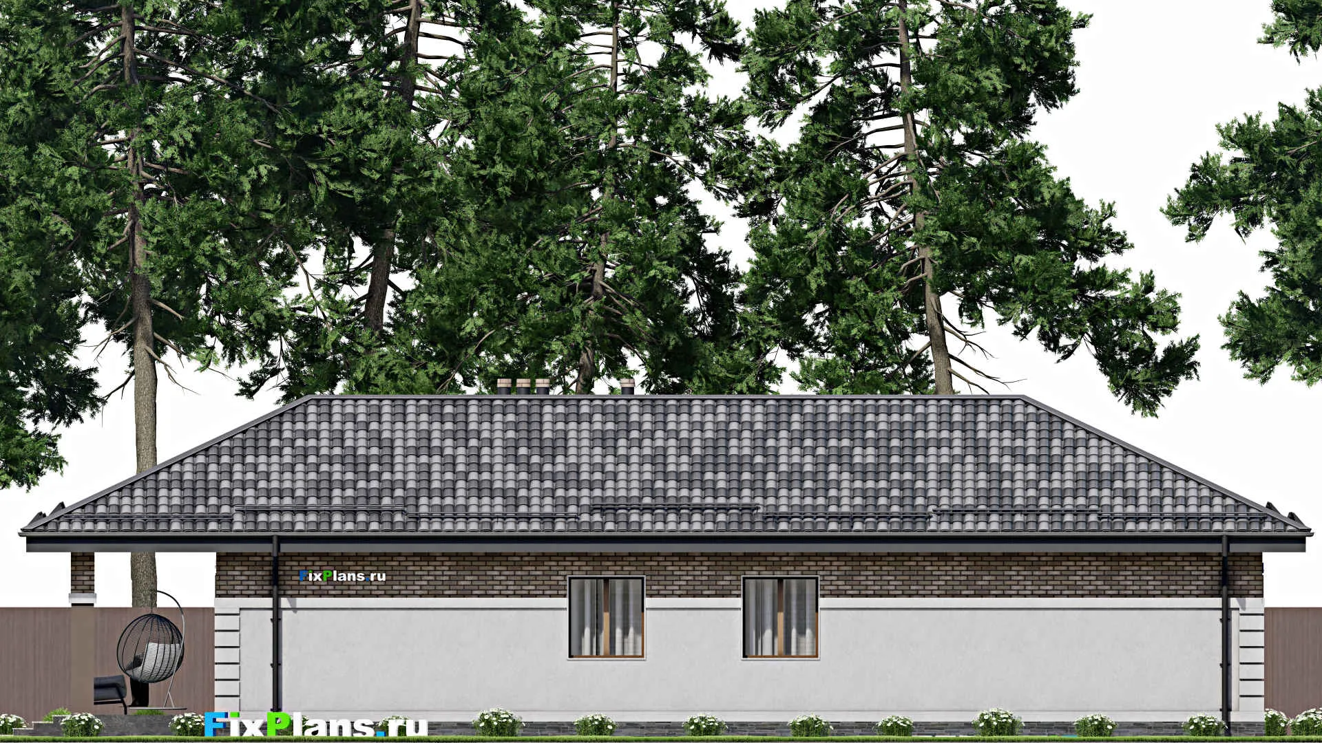 F-8810 - План одноэтажного дома 10 на 22, площадью 150 м² с террасой и 4 спальнями