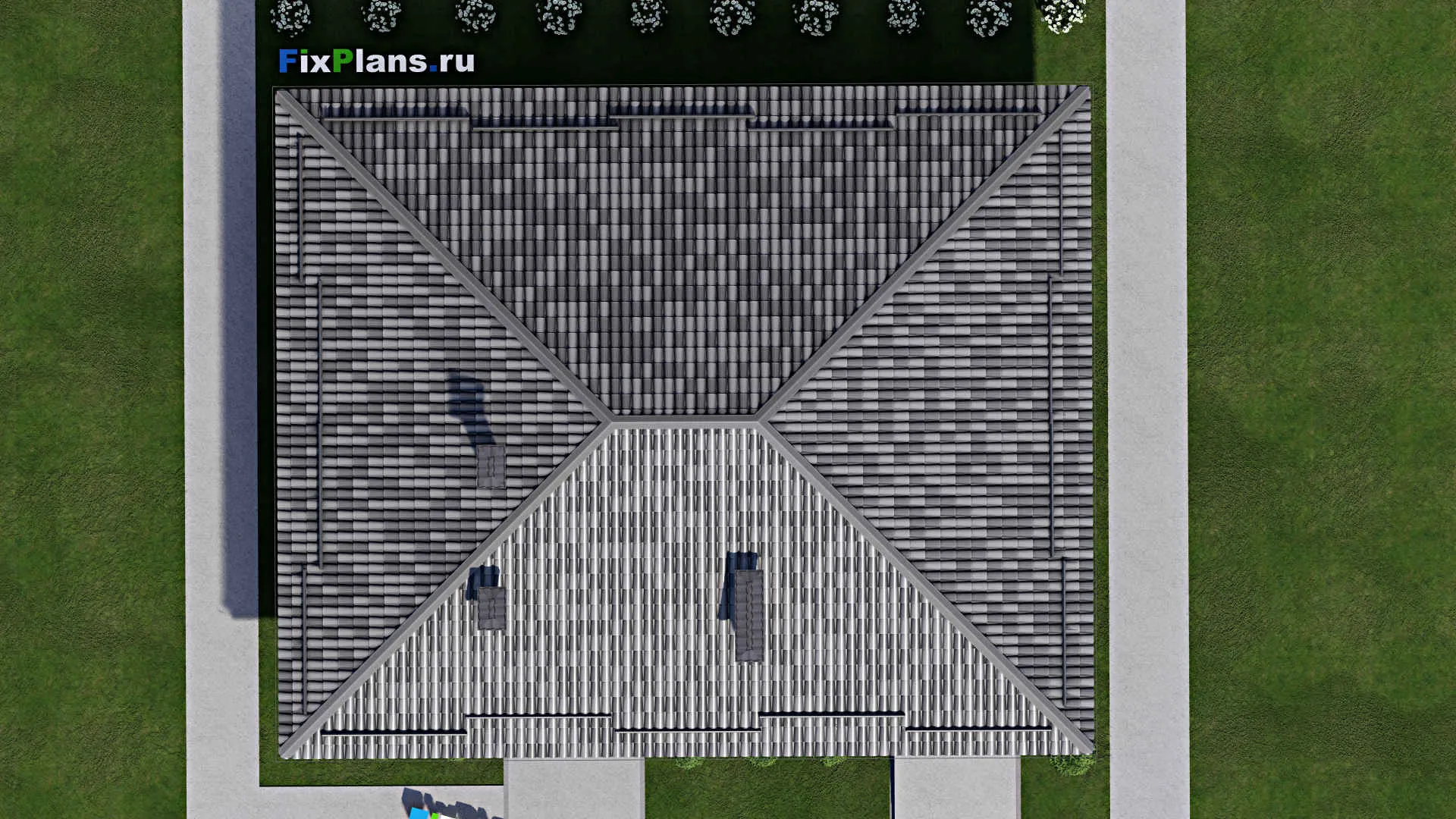 F-7820 - План одноэтажного дома 12 на 15, площадью 140 м² с гаражом на 1 машину и 3 спальнями