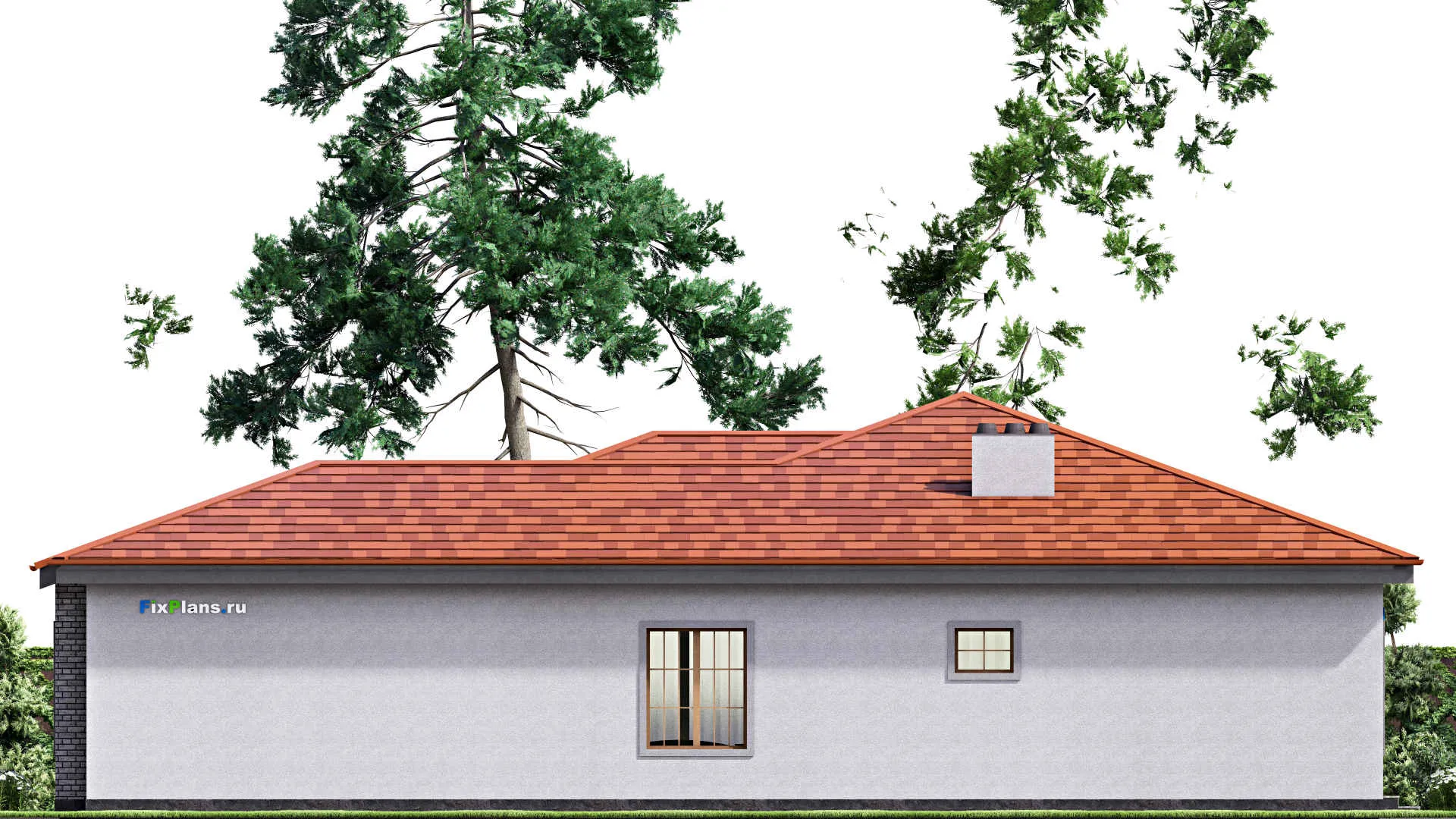 F-16865 - Проект одноэтажного дома 13 на 20, площадью 170 м² с террасой, гаражом на 2 машины и 2 спальнями