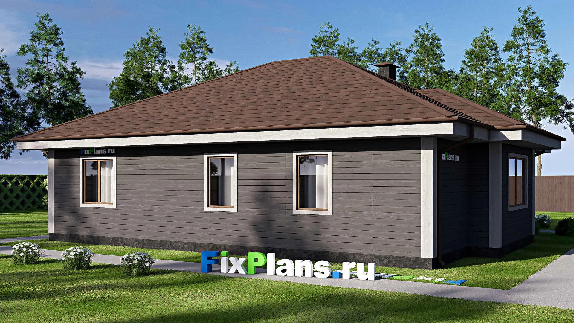 F-17027 - План одноэтажного дома 13 на 16, площадью 130 м² с 3 спальнями