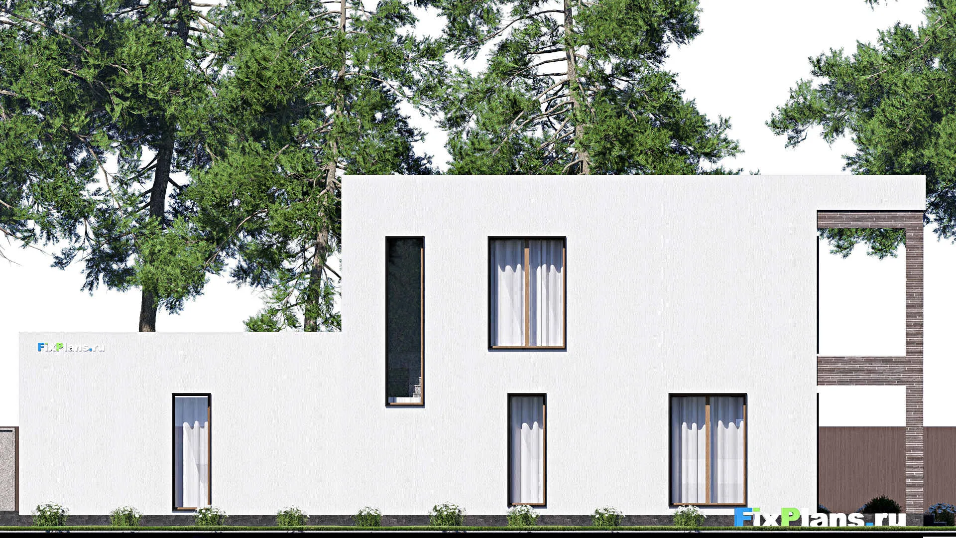 F-19583 - Проект двухэтажного дома 12 на 21, площадью 280 м² с террасой, балконом, гаражом на 1 машину и 5 спальнями