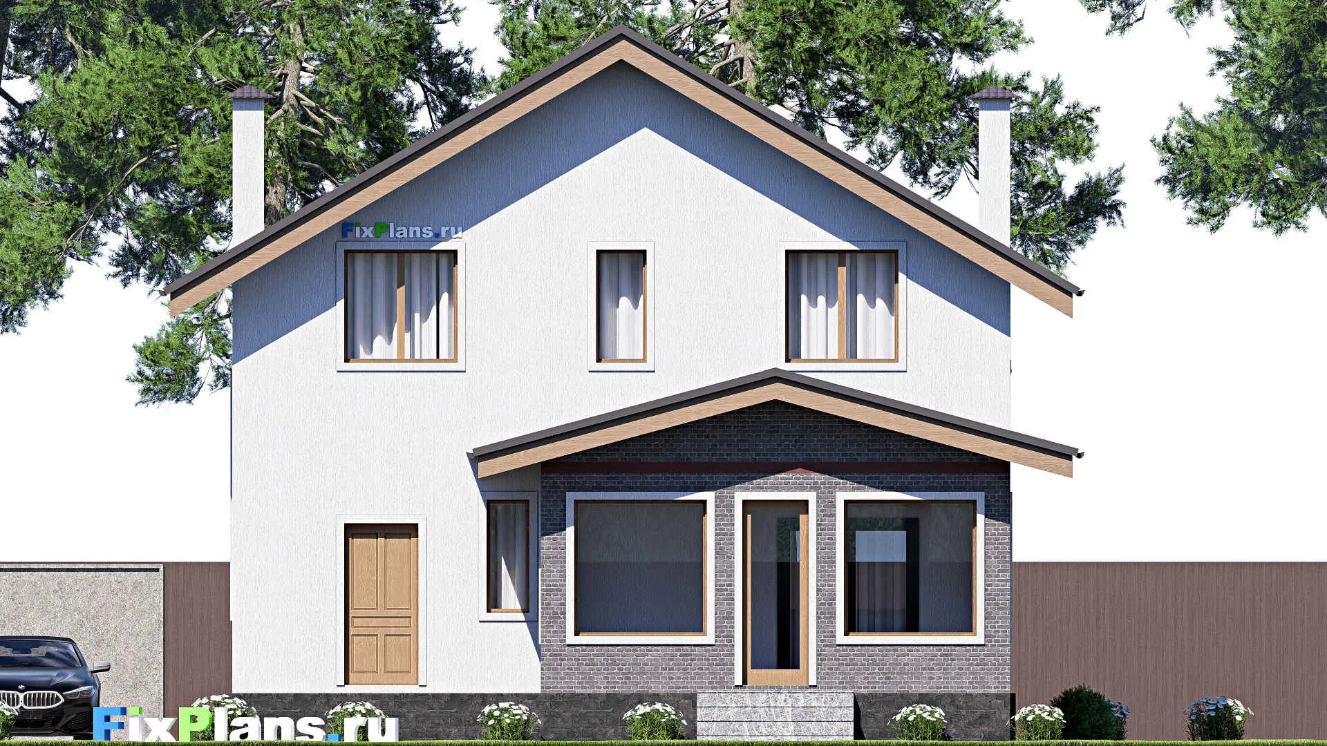 F-20069 - Проект дома с мансардой 10 на 15, площадью 170 м² с террасой и 4 спальнями